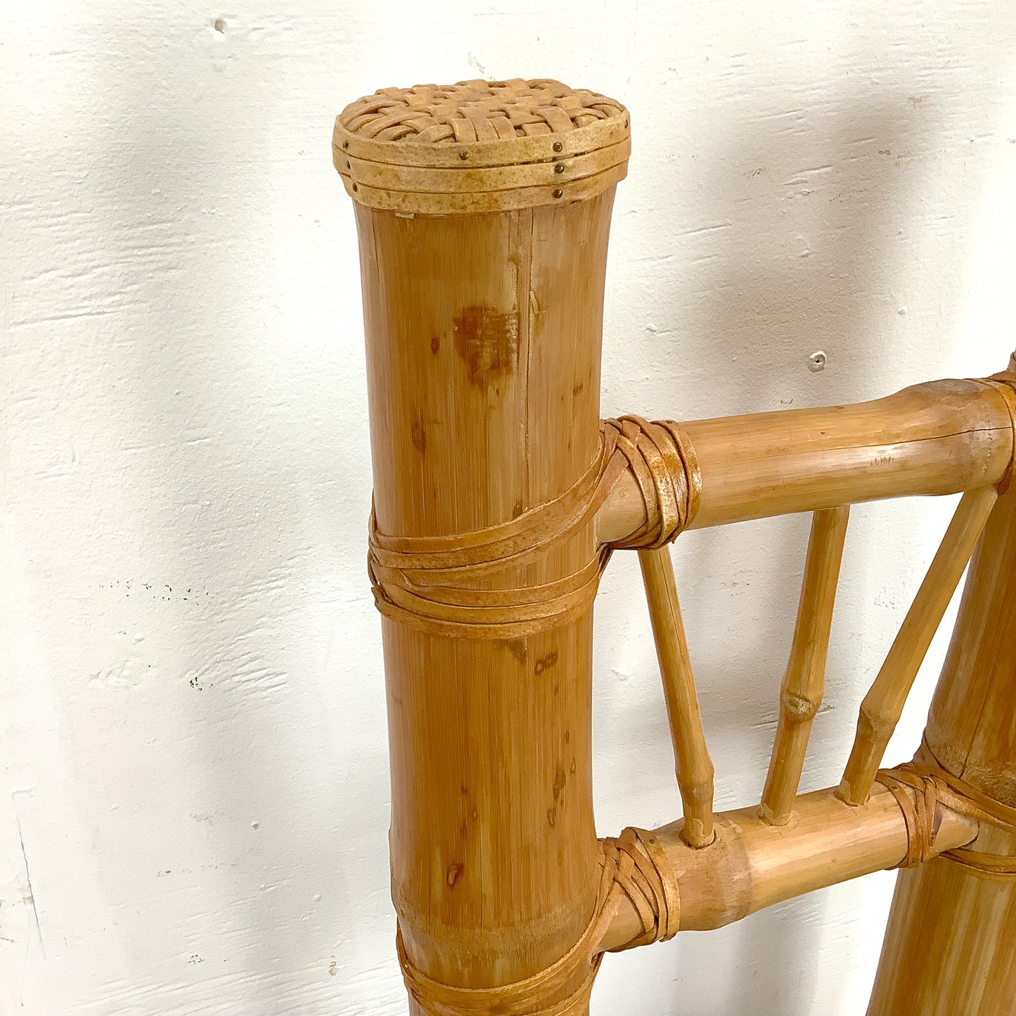 Pair Tall Boho Modern Bamboo Chairs