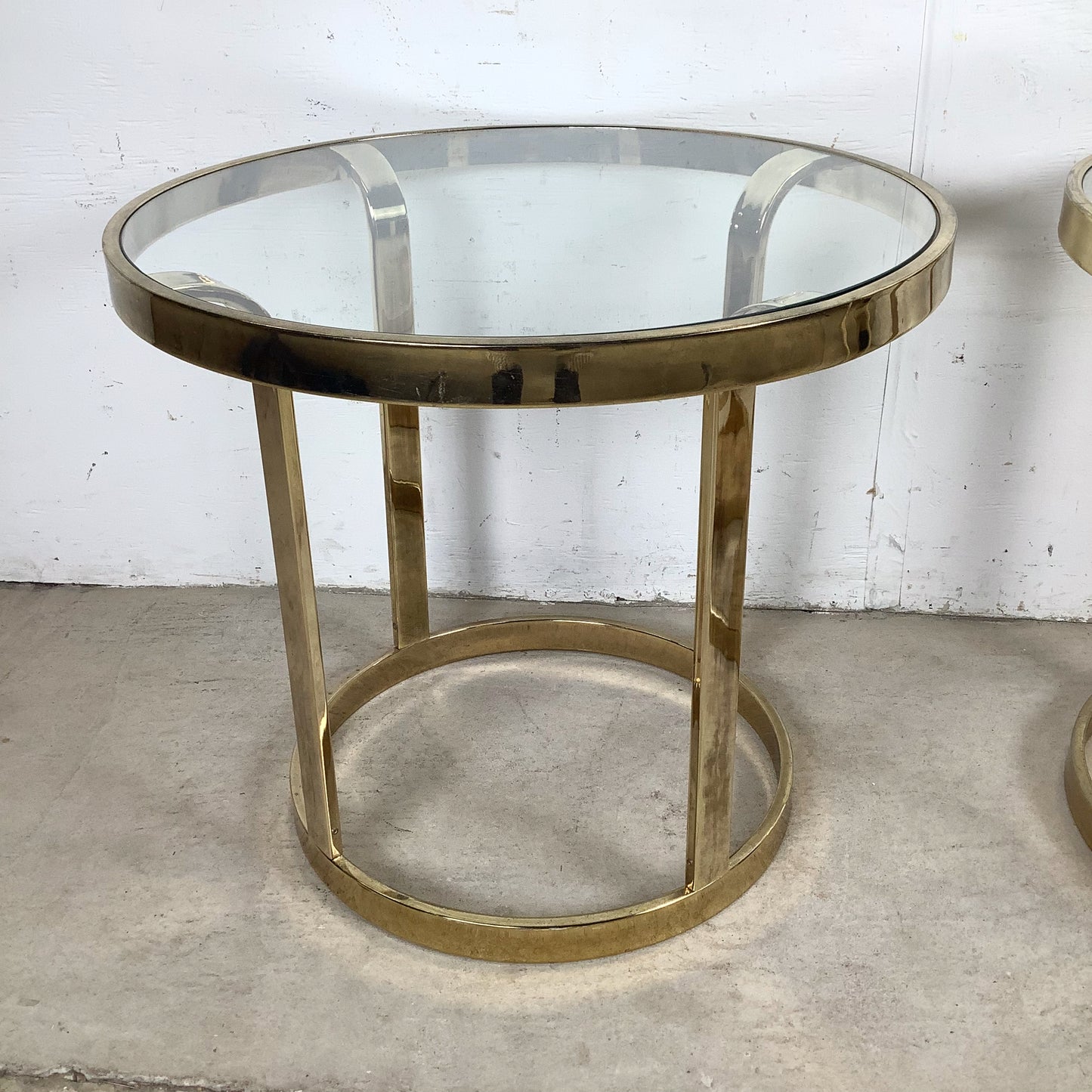 Pair of Vintage Brass and Glass Side Tables