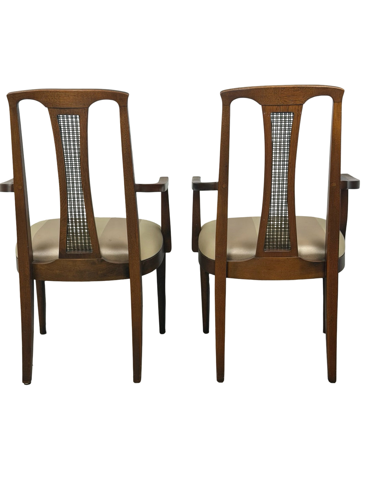 Pair of Mid-Century Modern High-Back Cane Dining Armchairs, Stamped Denmark