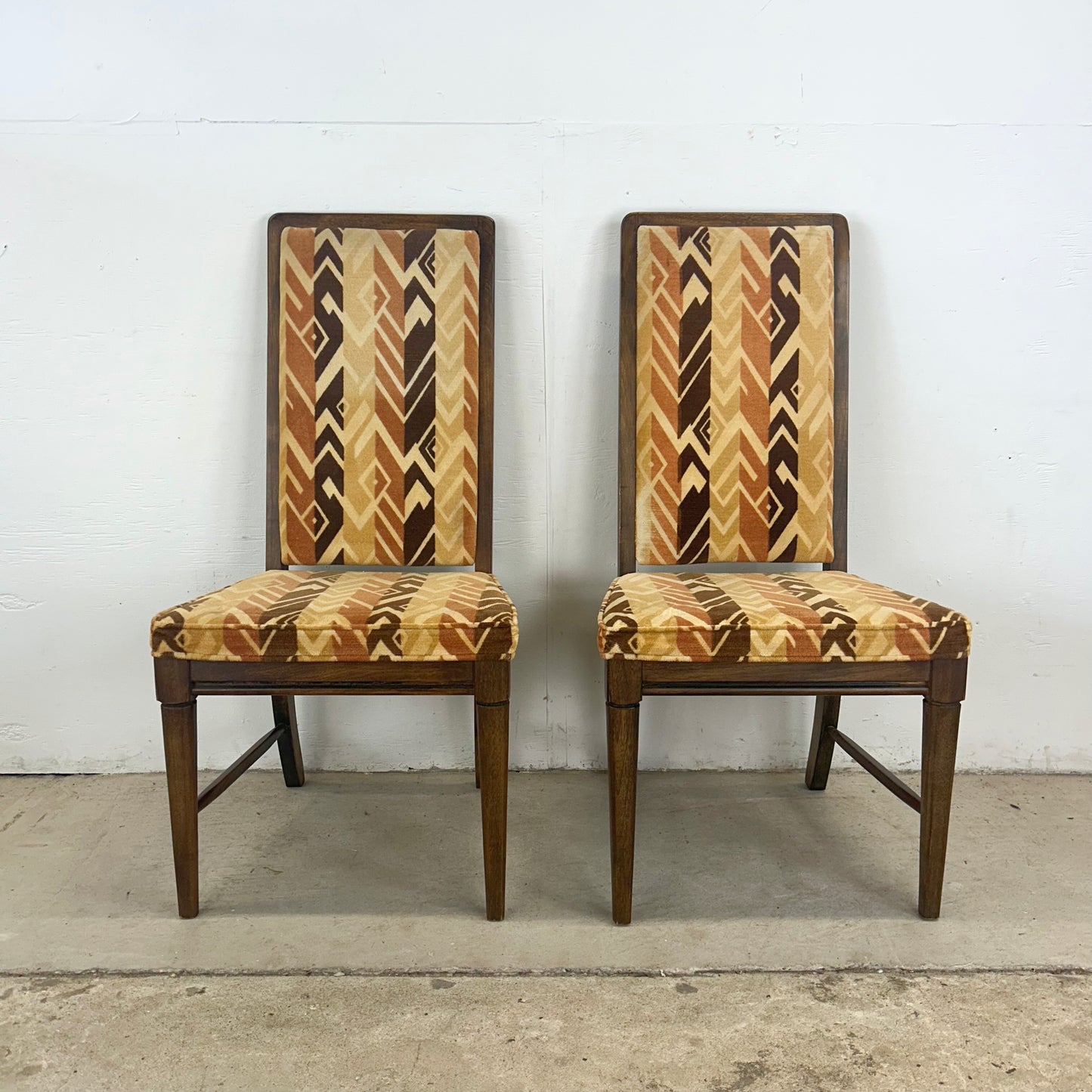 Vintage Modern High Back Dining Chairs- Set of Six
