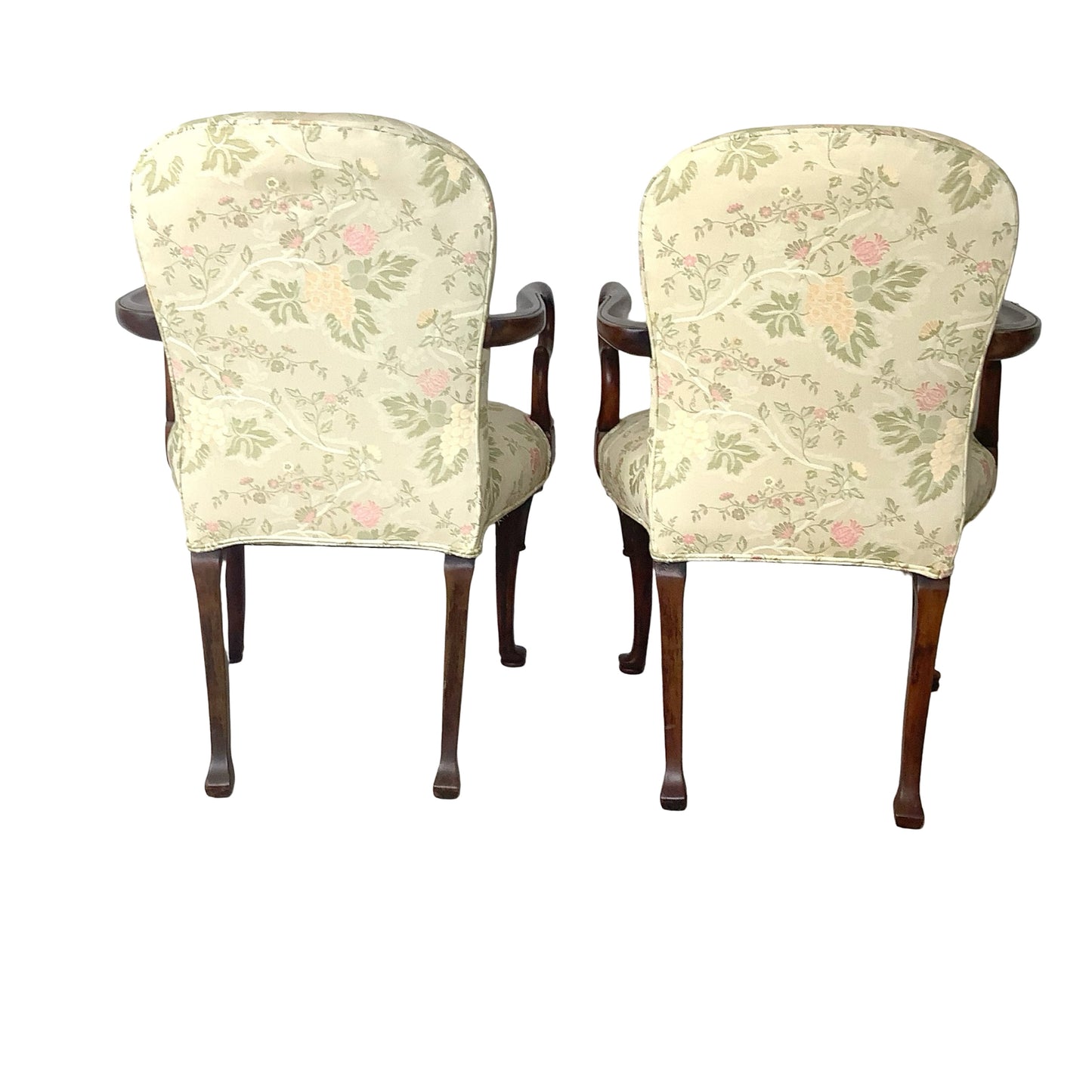 Vintage Pair of Georgian Revival Armchairs | Floral Upholstery | Set of 2