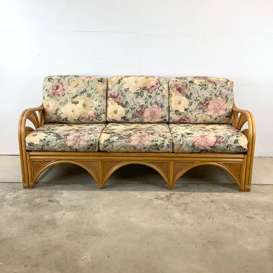 Vintage Coastal Rattan Sofa