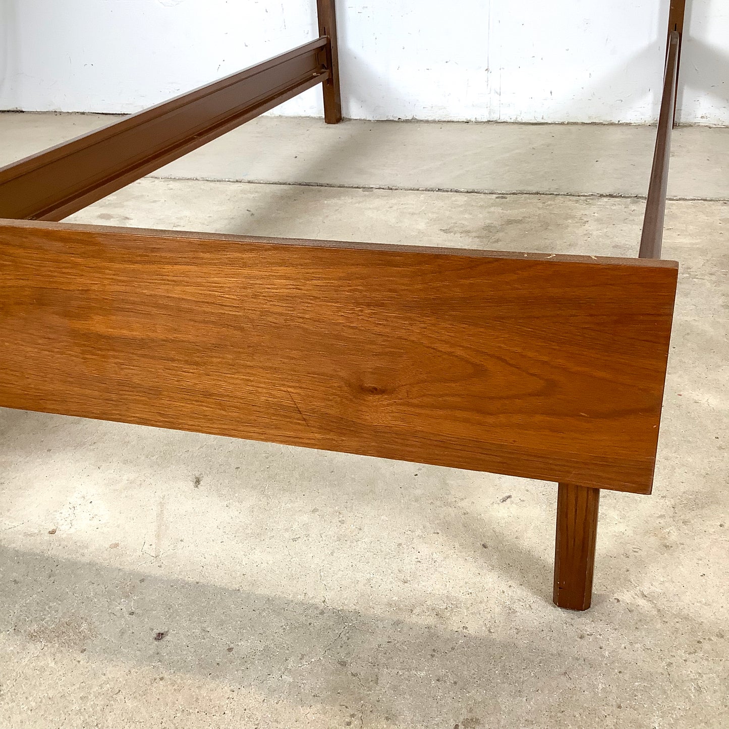 Mid-Century Walnut Twin Bed Frame – Vintage Modern Design