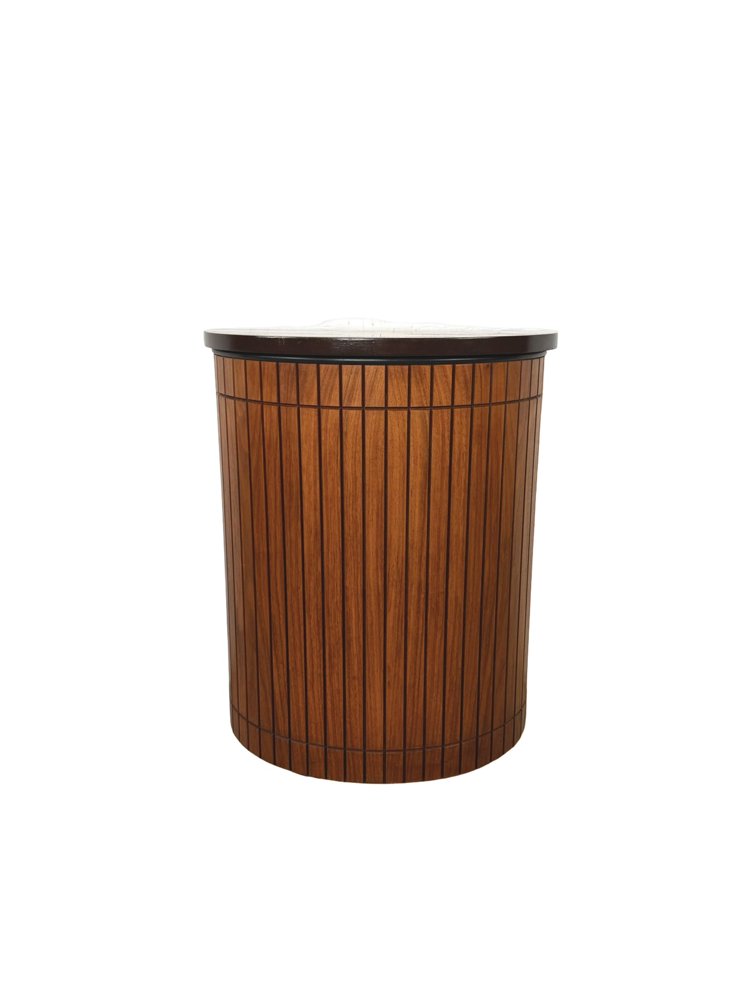 Vintage Mid-Century Slatted Wood Hamper
