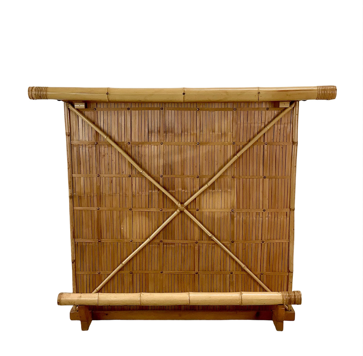 Vintage Bamboo &amp; Woven Rattan Freestanding Cocktail Bar