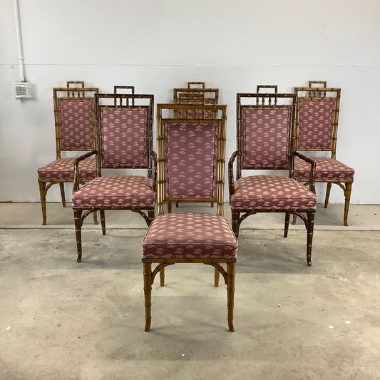 Vintage Regency Faux Bamboo Dining Chairs- set of Six