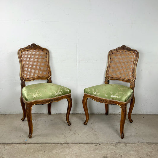 Pair Louis XV Style Side Chairs with Cane Backs