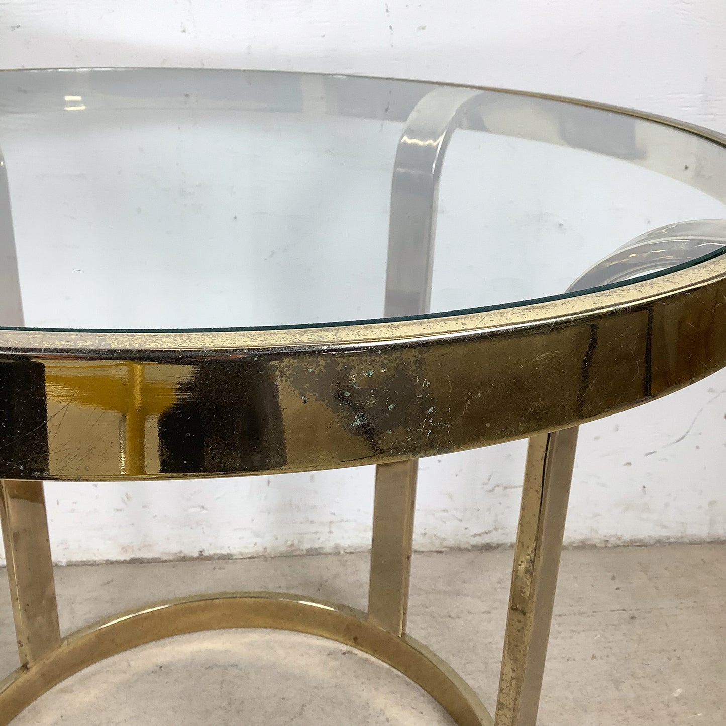 Pair of Vintage Brass and Glass Side Tables