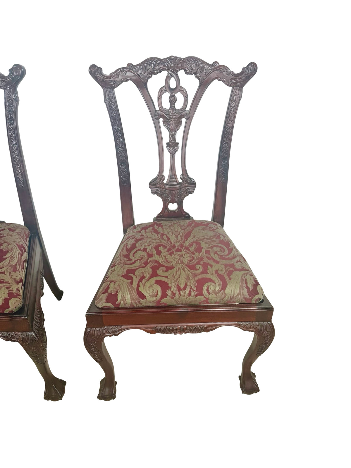 Set of 4 Chippendale-Style Mahogany Dining Chairs with Carved Ball-and-Claw Feet