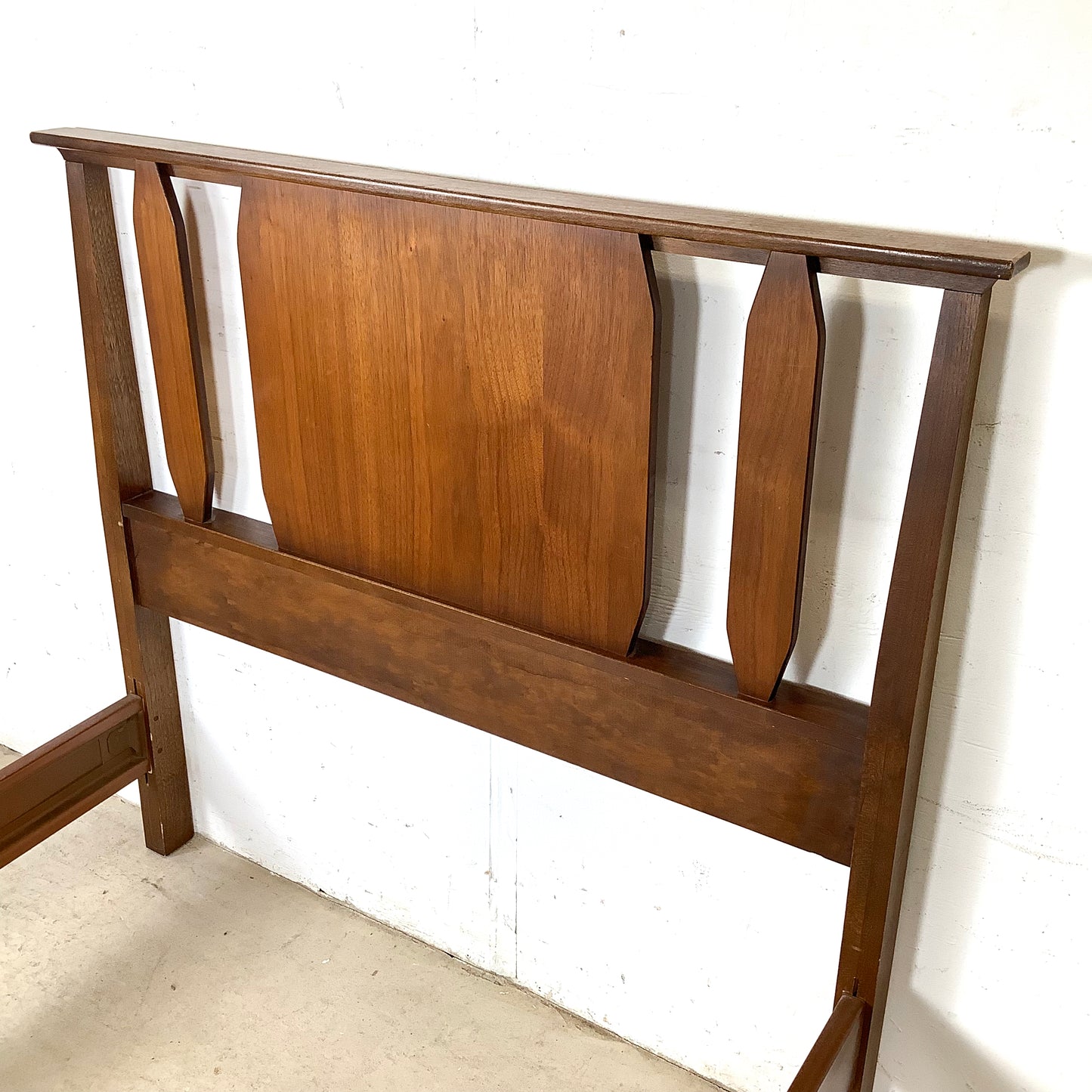 Mid-Century Walnut Twin Bed Frame – Vintage Modern Design