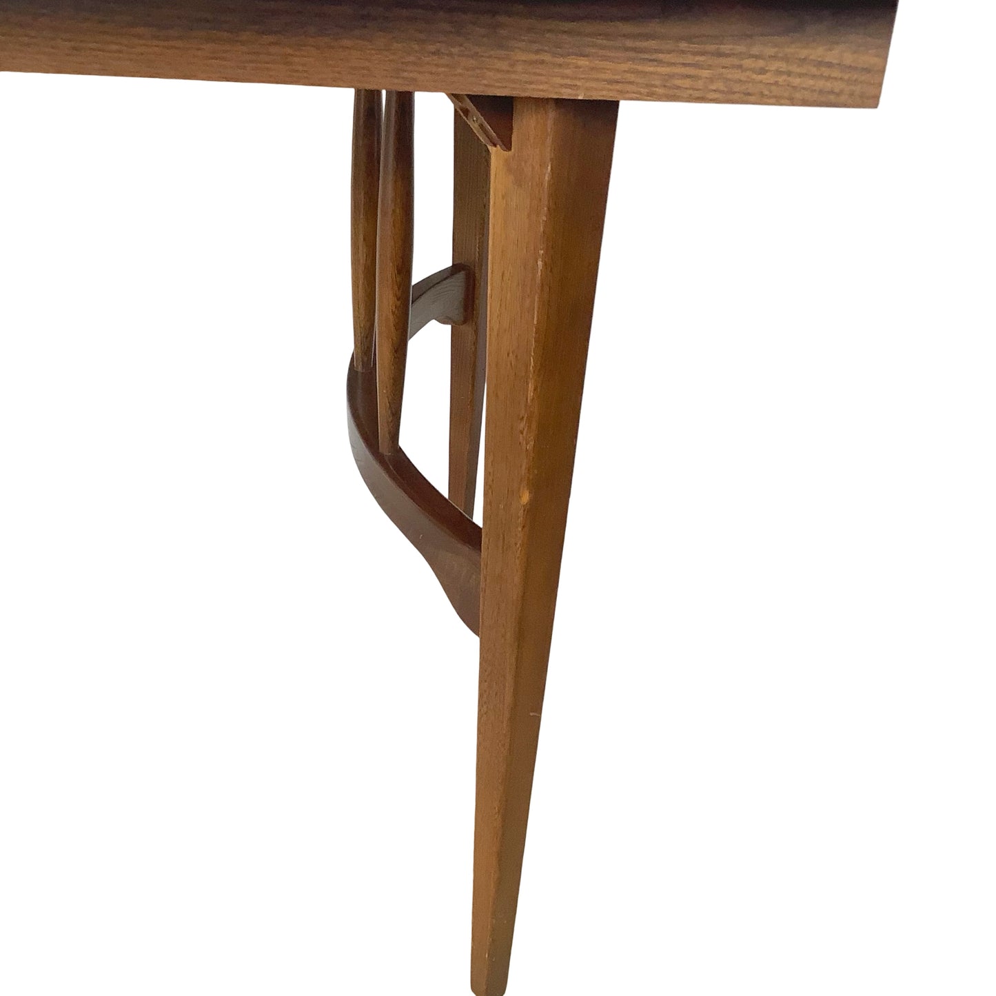 Mid-Century Walnut Spindle Trestle Dining Table w/ Leaves