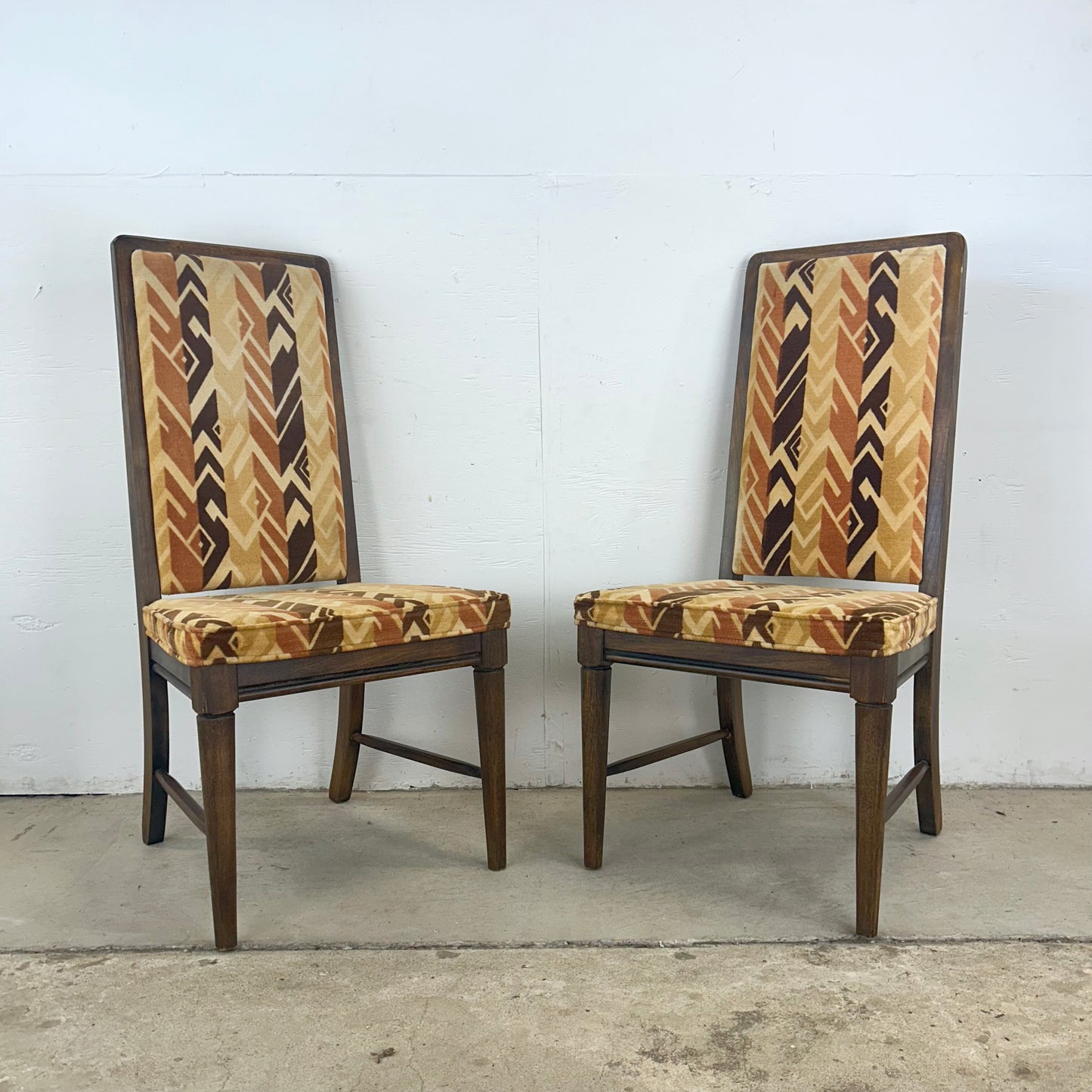 Vintage Modern High Back Dining Chairs- Set of Six