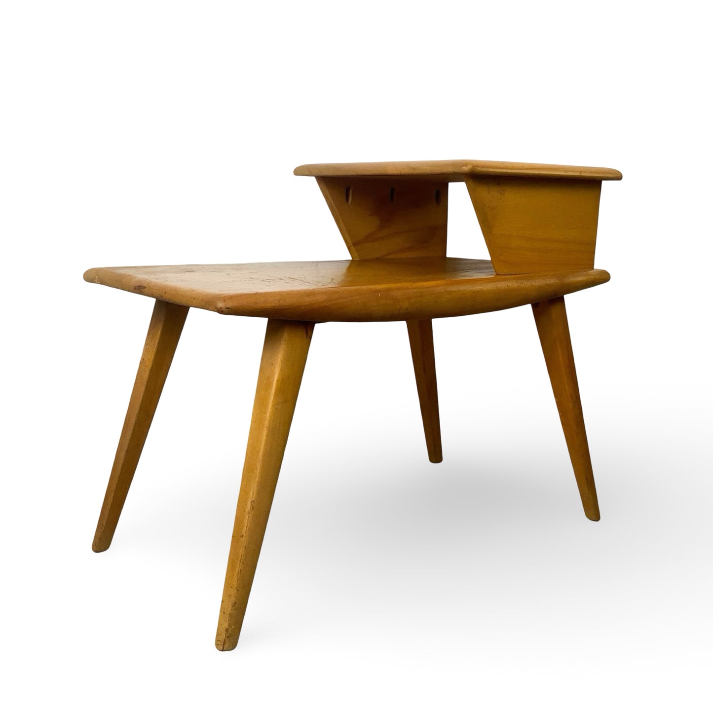Vintage Heywood-Wakefield Birch Magazine Table | Mid-Century Wheat Finish End Table