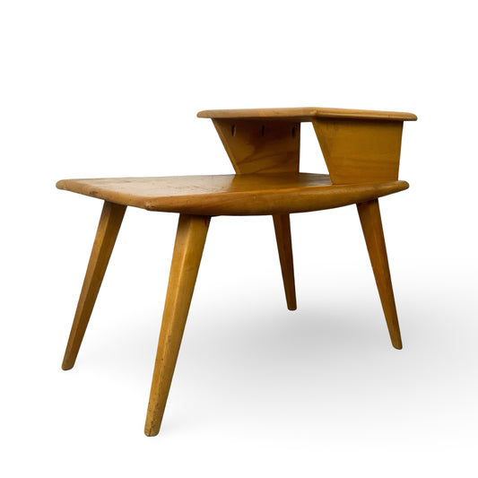 Vintage Heywood-Wakefield Birch Magazine Table | Mid-Century Wheat Finish End Table