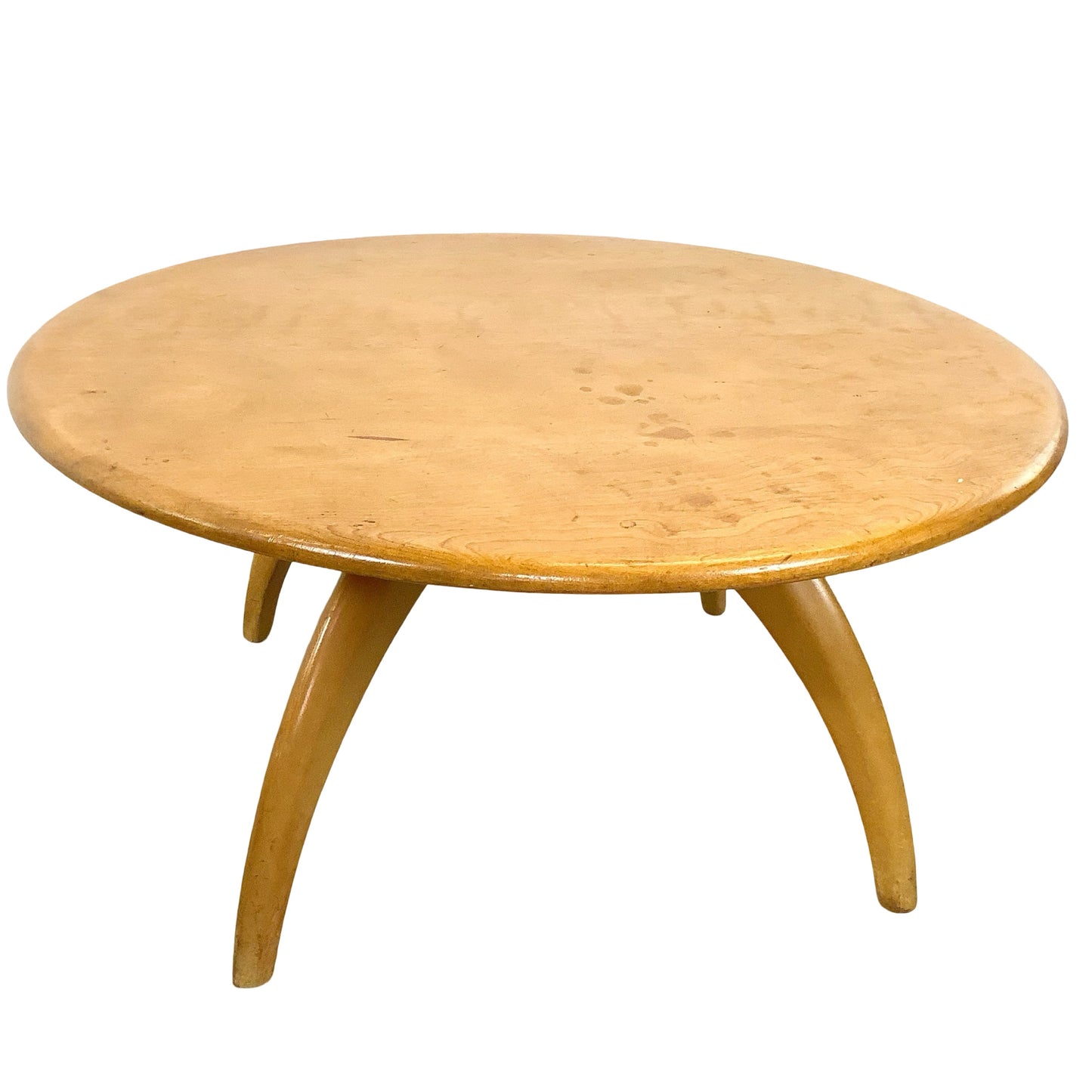 Heywood-Wakefield Solid Birch Lazy Susan Revolving Coffee Table (Wheat Finish)