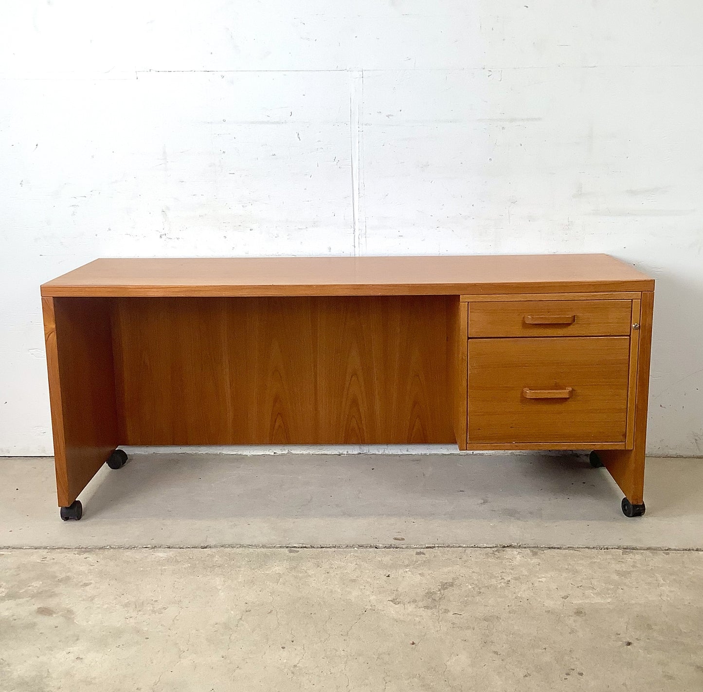 Mid-Century Danish Modern Teak Single Pedestal Writing Desk