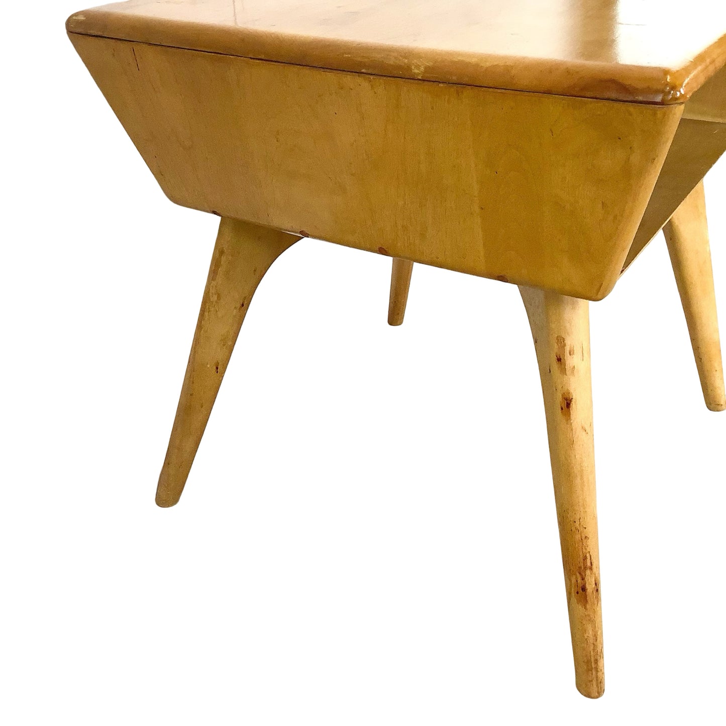 Heywood-Wakefield Solid Birch Encore Open Cubby Lamp Table (Wheat Finish)