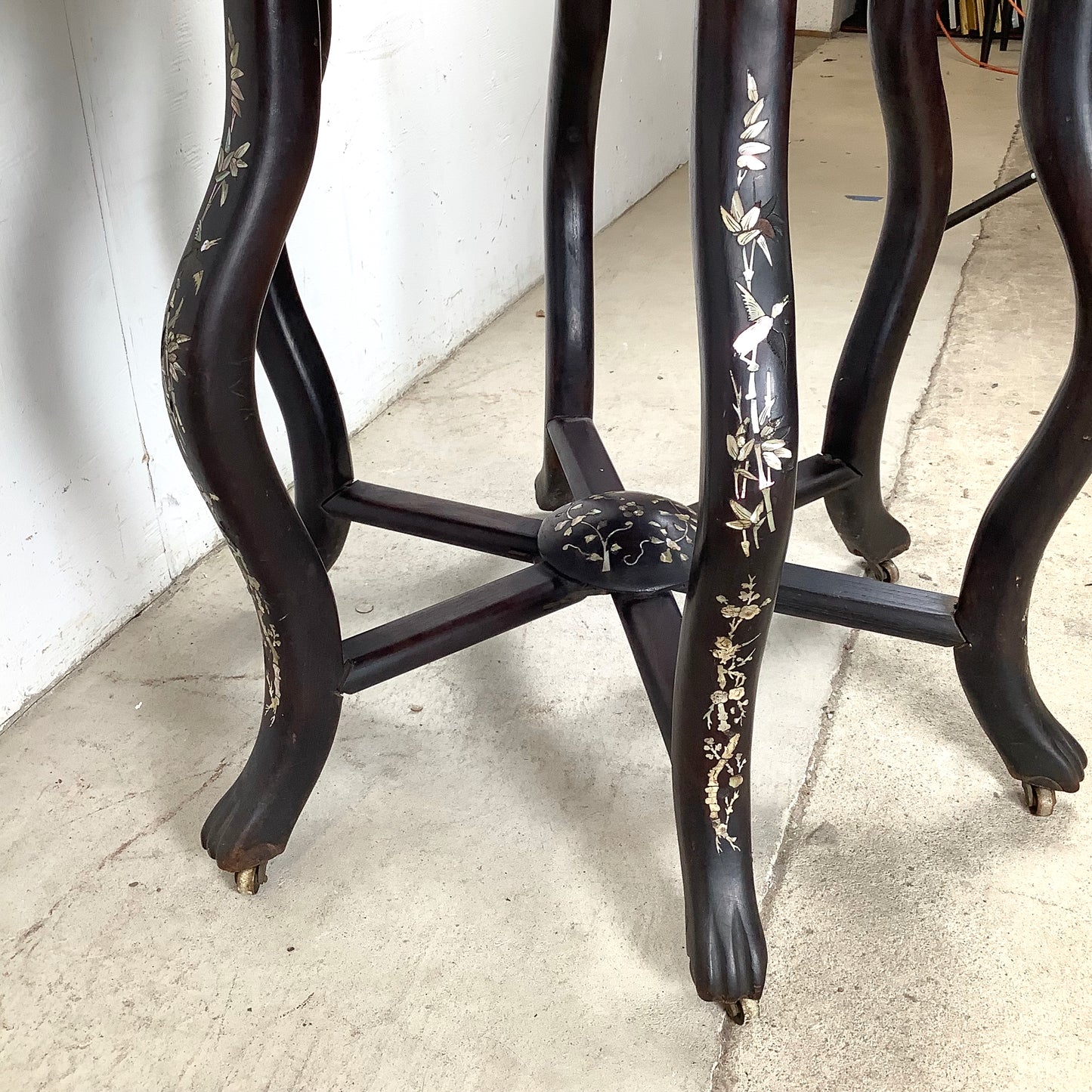 20th Century Chinese Export Center Table Wtih Stone Top and Decorative Inlay