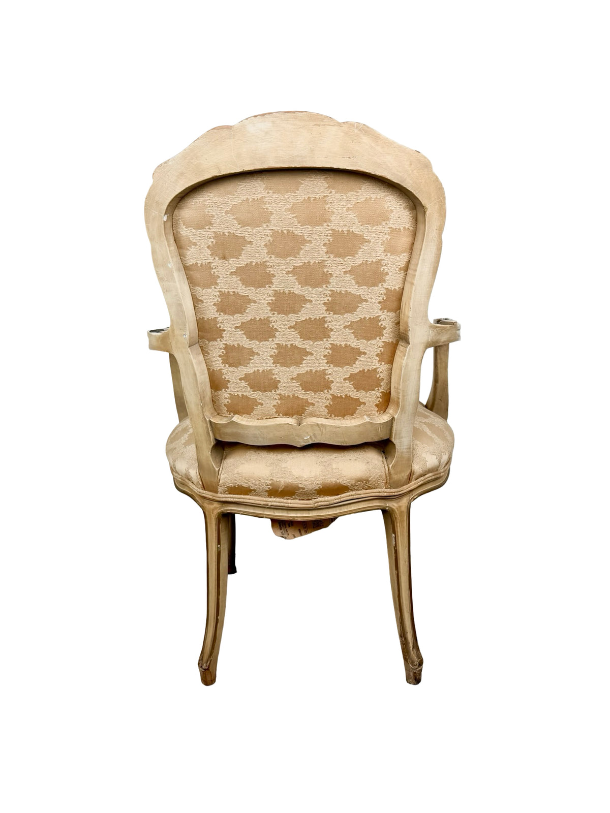 Vintage Louis XV Revival Armchair with Painted Frame, Tufted Back and Damask Seat