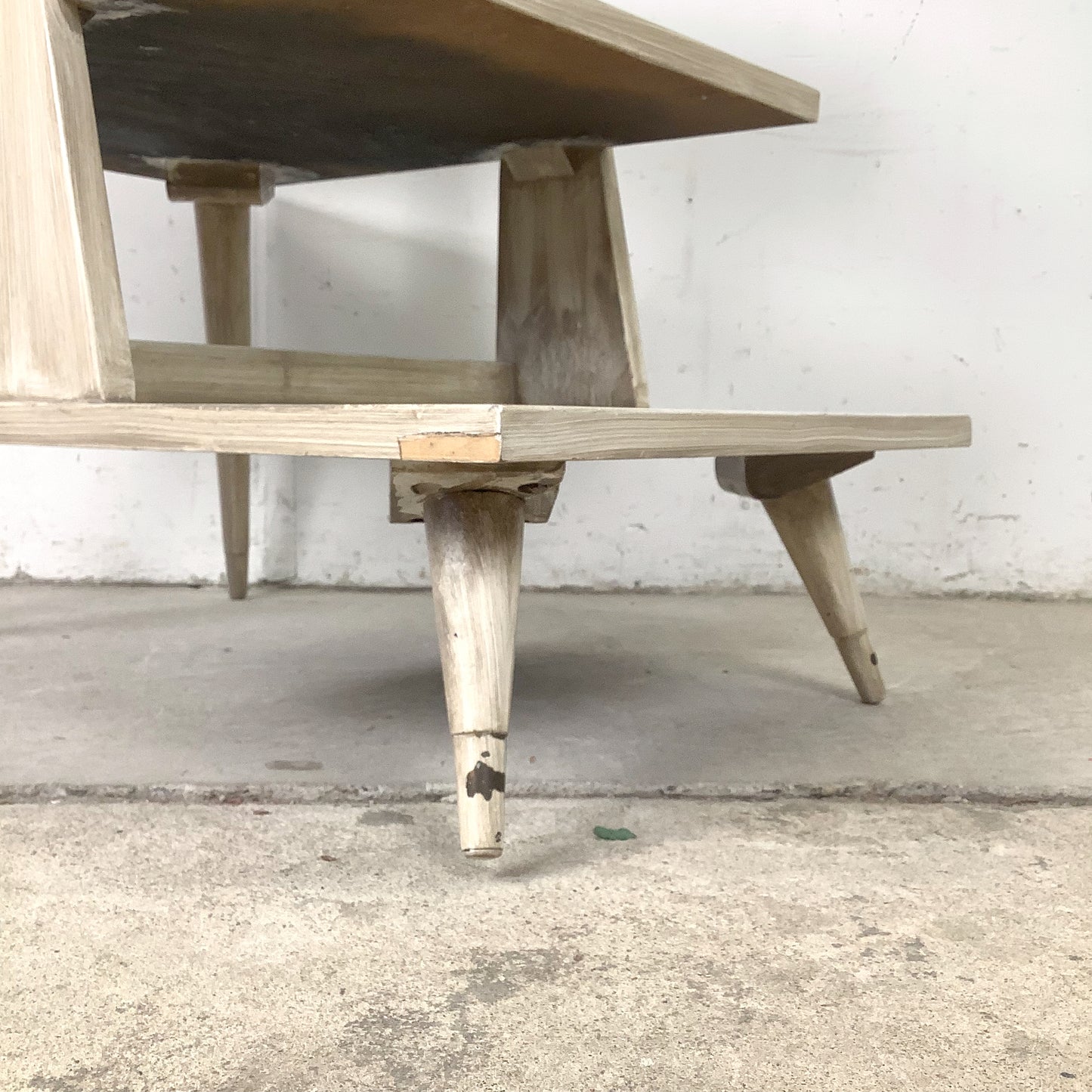 Pair of Vintage Three-Tier Step End Tables | Cerused Finish