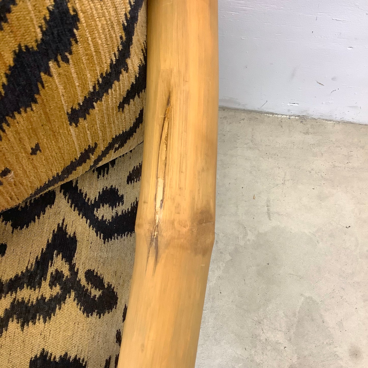 Vintage Bamboo Armchairs & Ottoman in Tiger Print