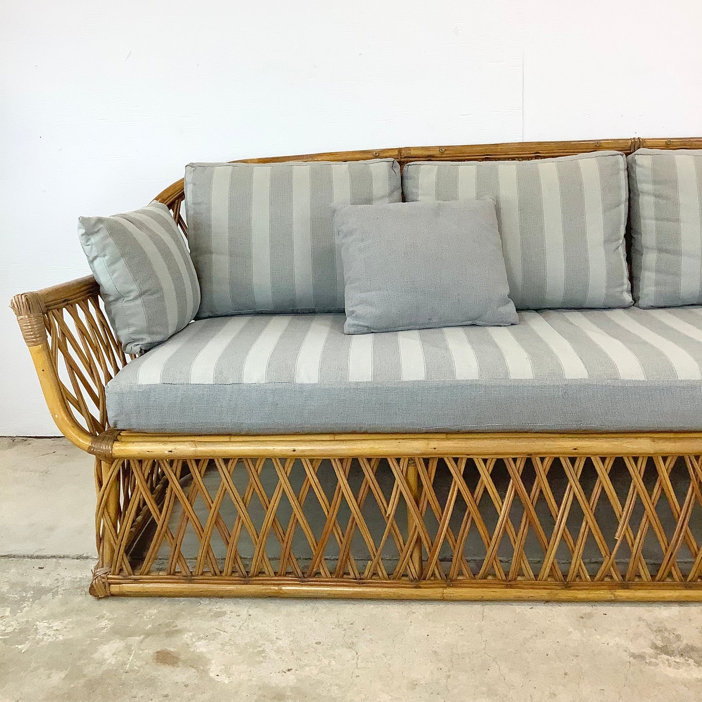 Vintage Boho Coastal Split Reed Sofa