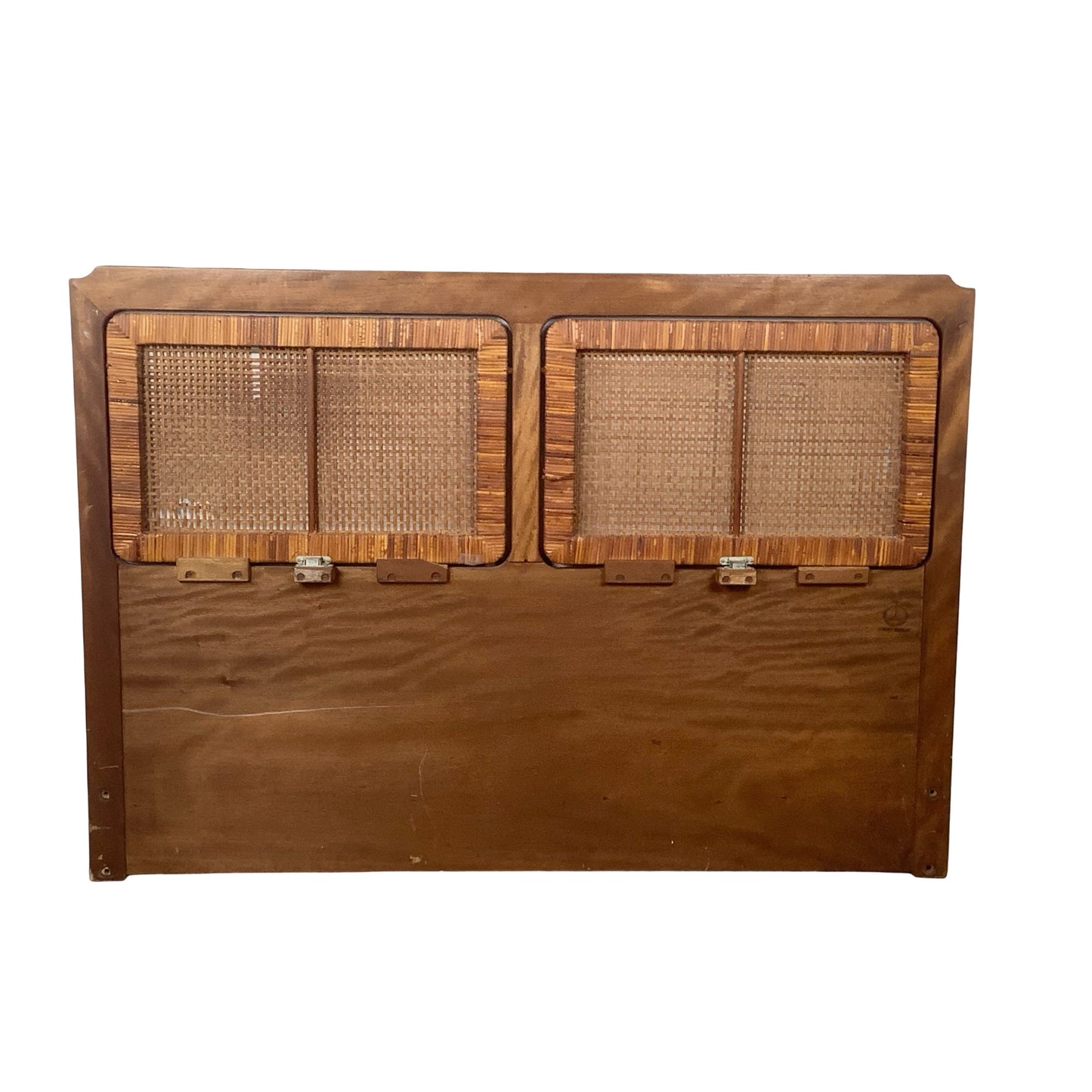 VintageModern Scandinavian Style Teak & Cane Full Headboard