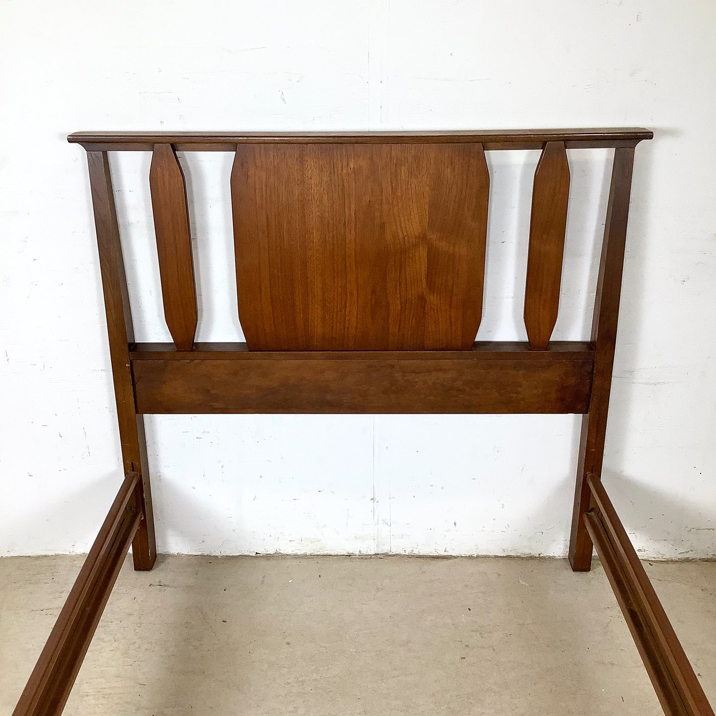 Mid-Century Walnut Twin Bed Frame – Vintage Modern Design