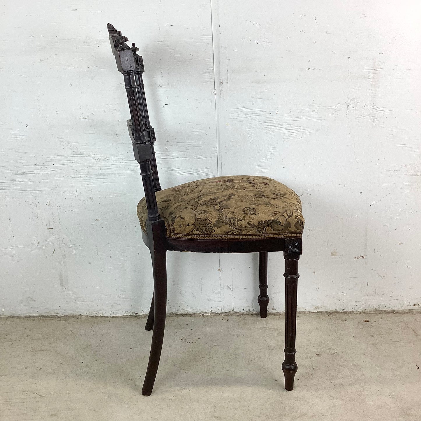 Graceful Napoleon III Style Side Chair with Floral Upholstery