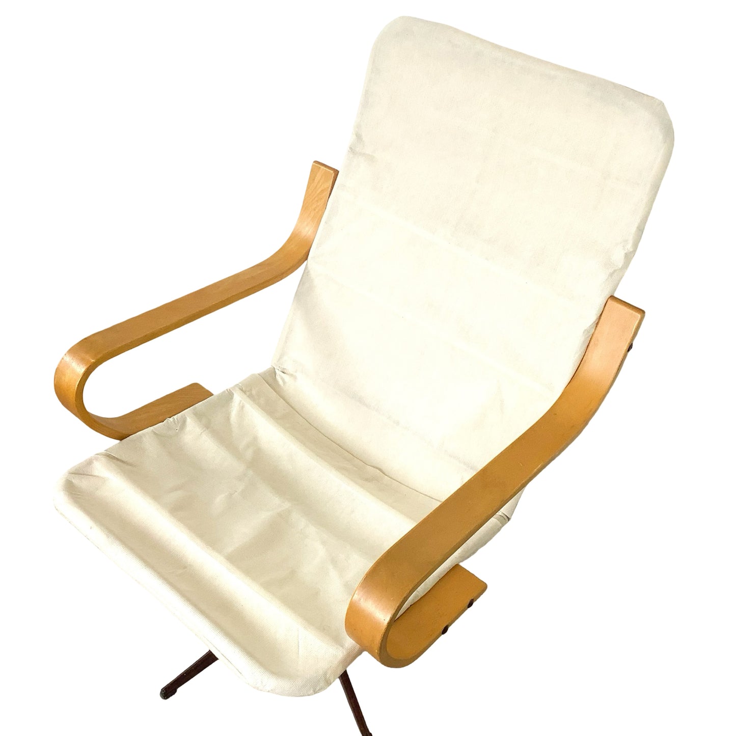 Mid-Century Modern Style Tufted Swivel Lounge Chair - Cognac & Bentwood