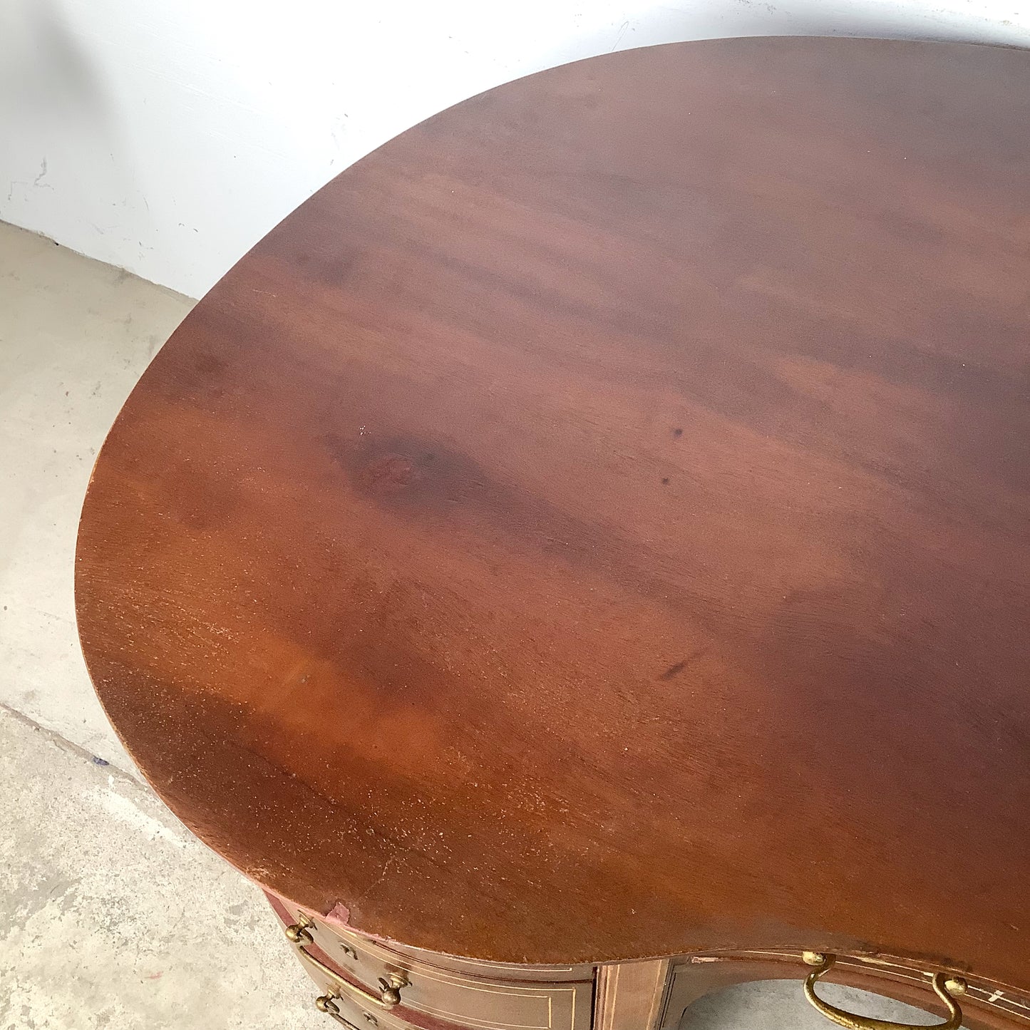 English Edwardian Mahogany Kidney Writing Desk