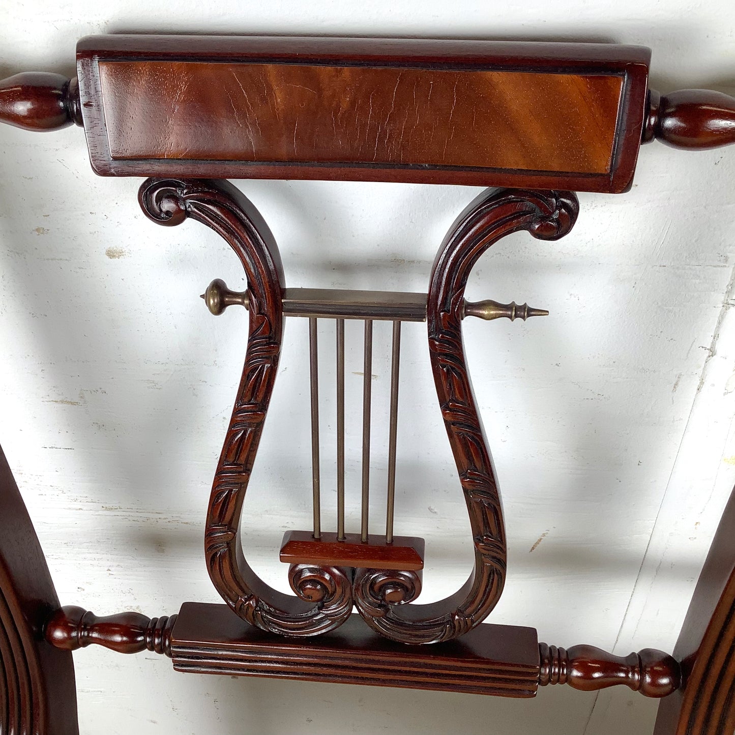 Dual Lyre-Back Mahogany Settee- Federal Revival Bench