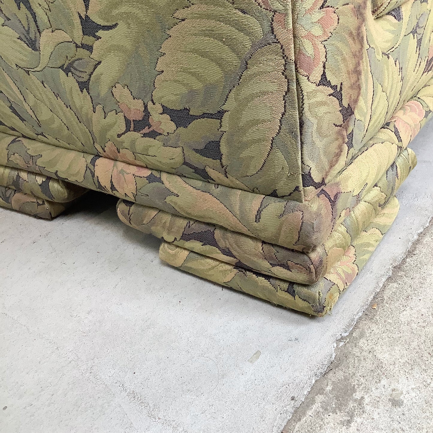 Vintage Botanical Chaise Bench With Rolled Arms