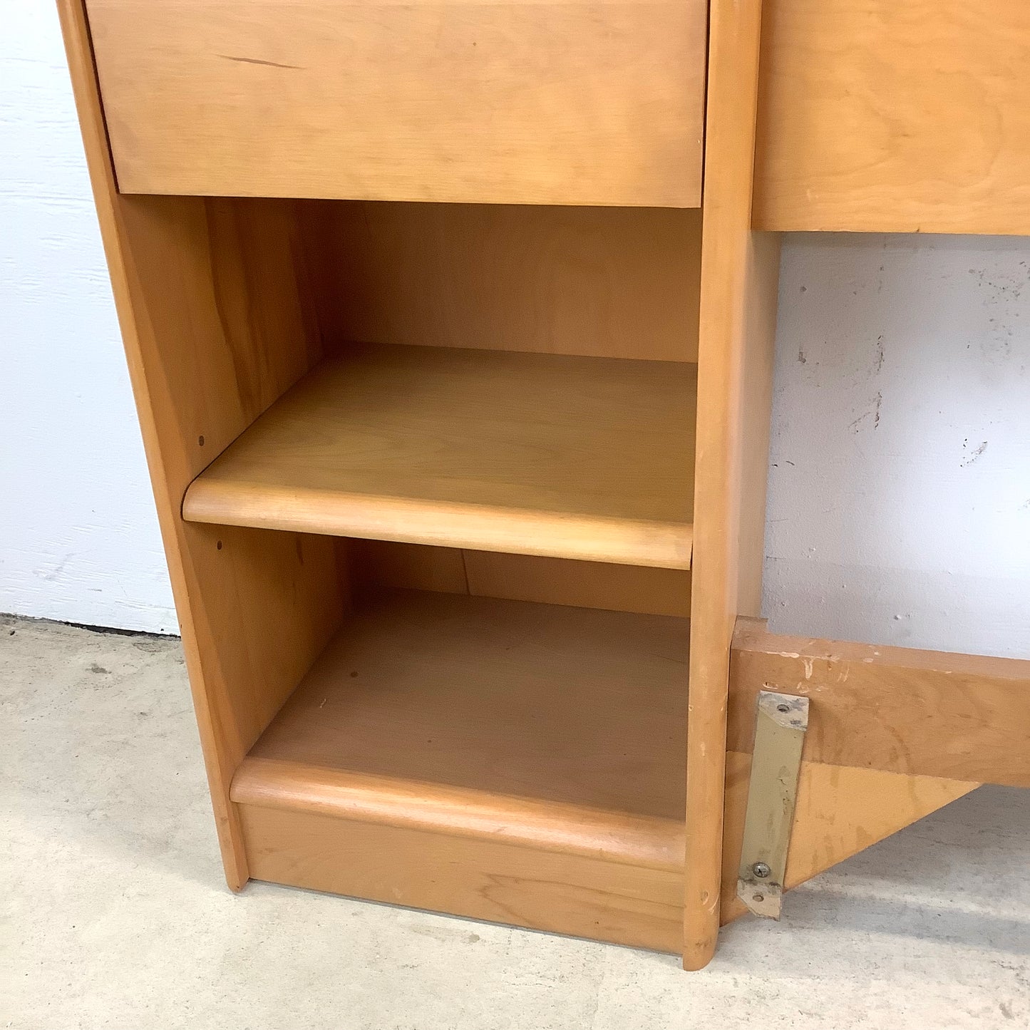 Vintage Storage Headboard With Built in Nightstands by Heywood-Wakefield