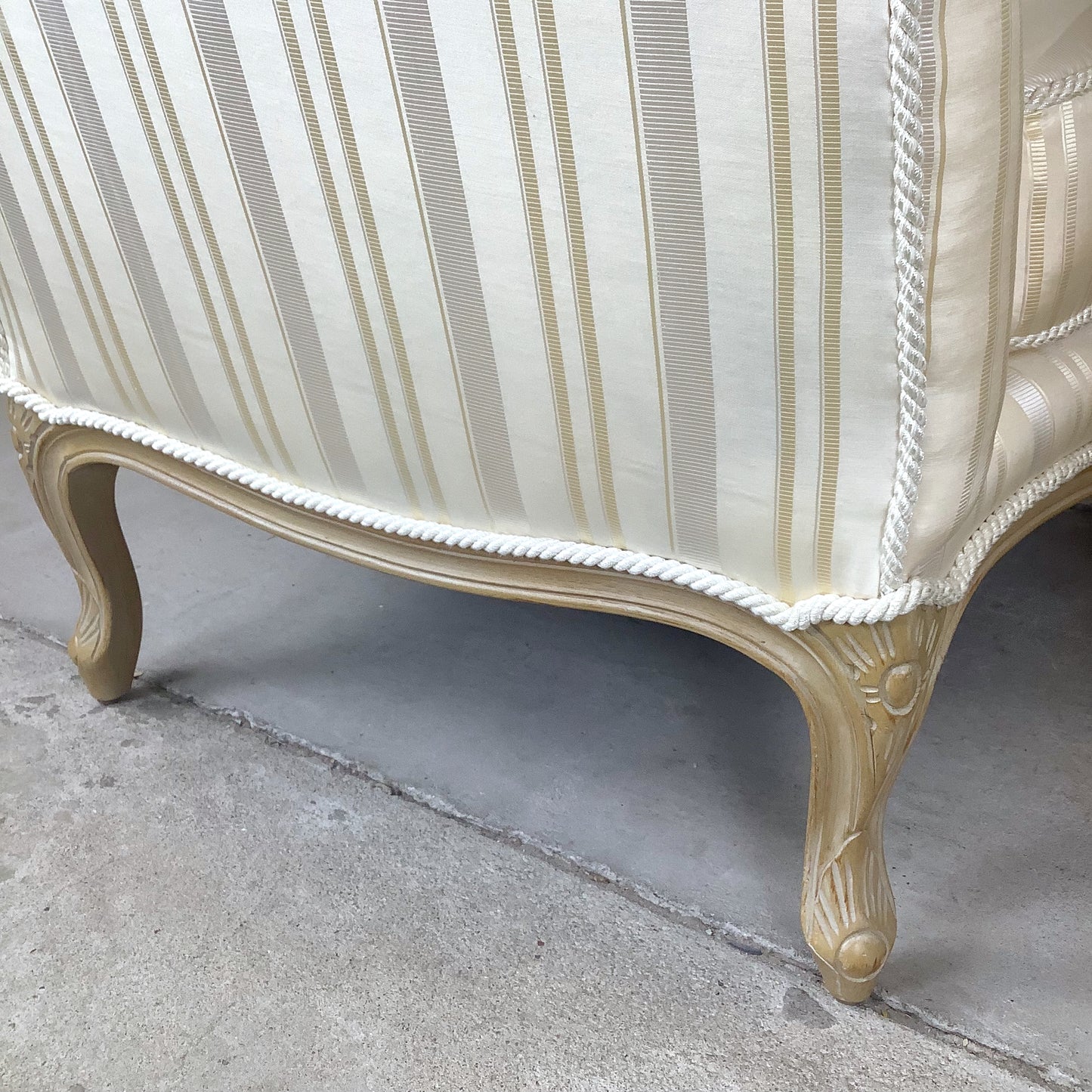 Vintage Pair of Louis XV–Style Bergère Chairs with Curved Frames