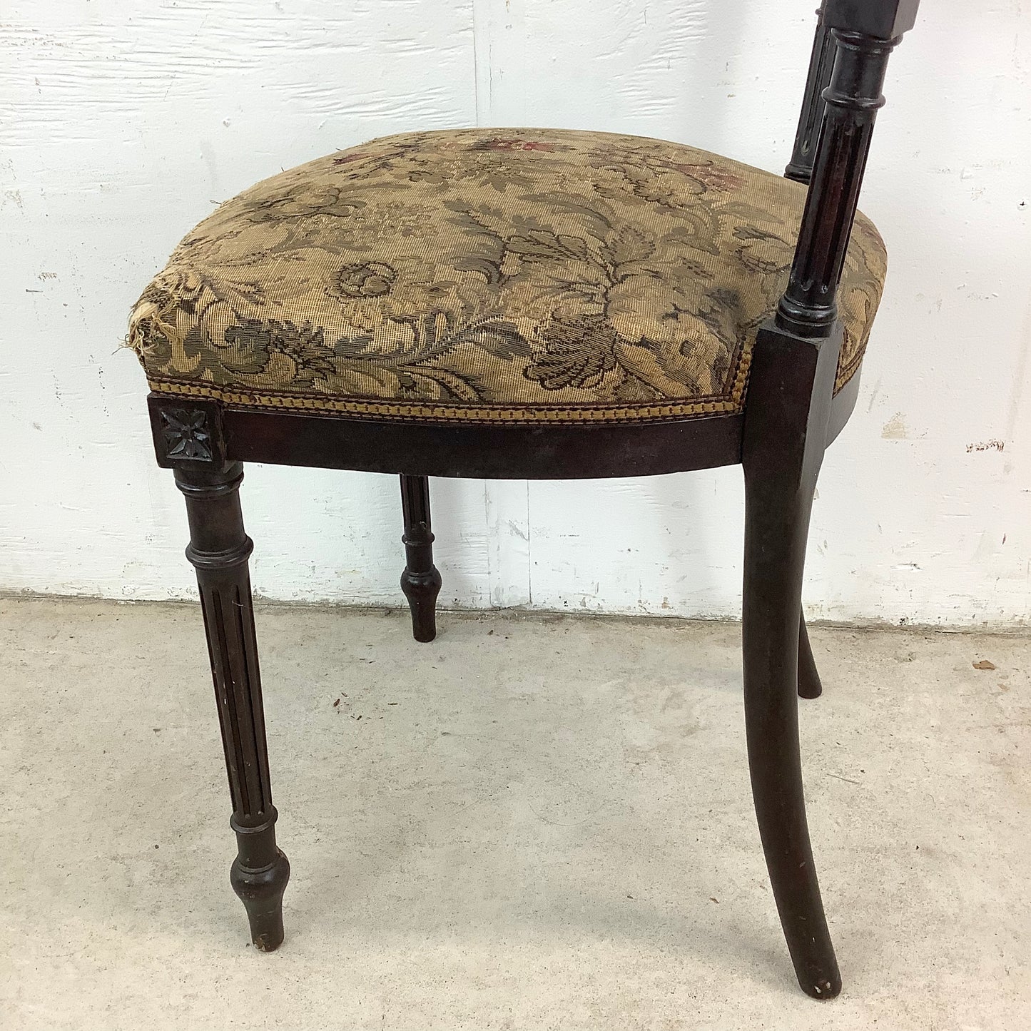 Graceful Napoleon III Style Side Chair with Floral Upholstery