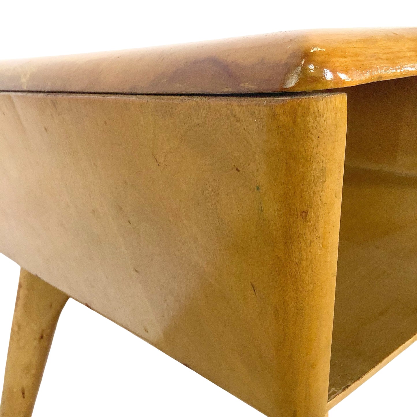 Heywood-Wakefield Solid Birch Encore Open Cubby Lamp Table (Wheat Finish)