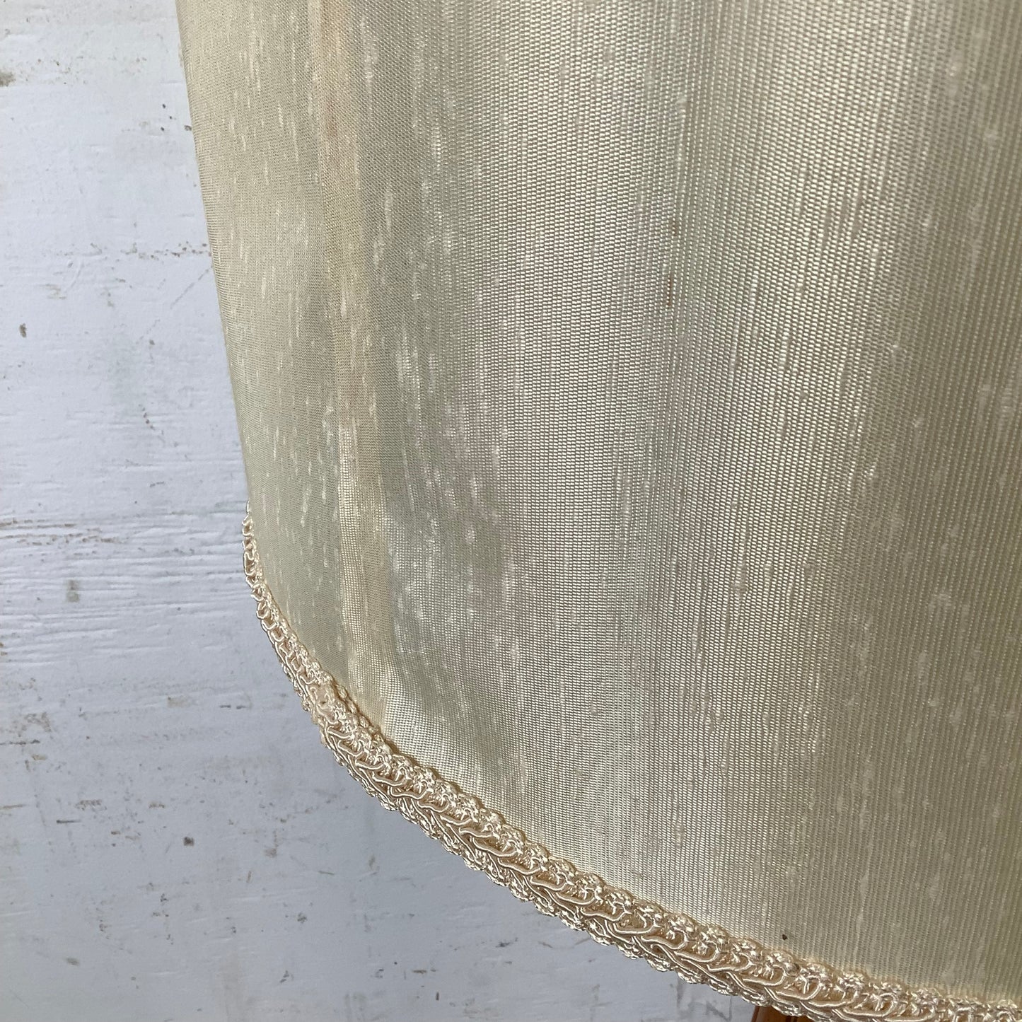 Vintage Mid Century Modern Walnut and Brass Table Lamp with Large Drum Shade