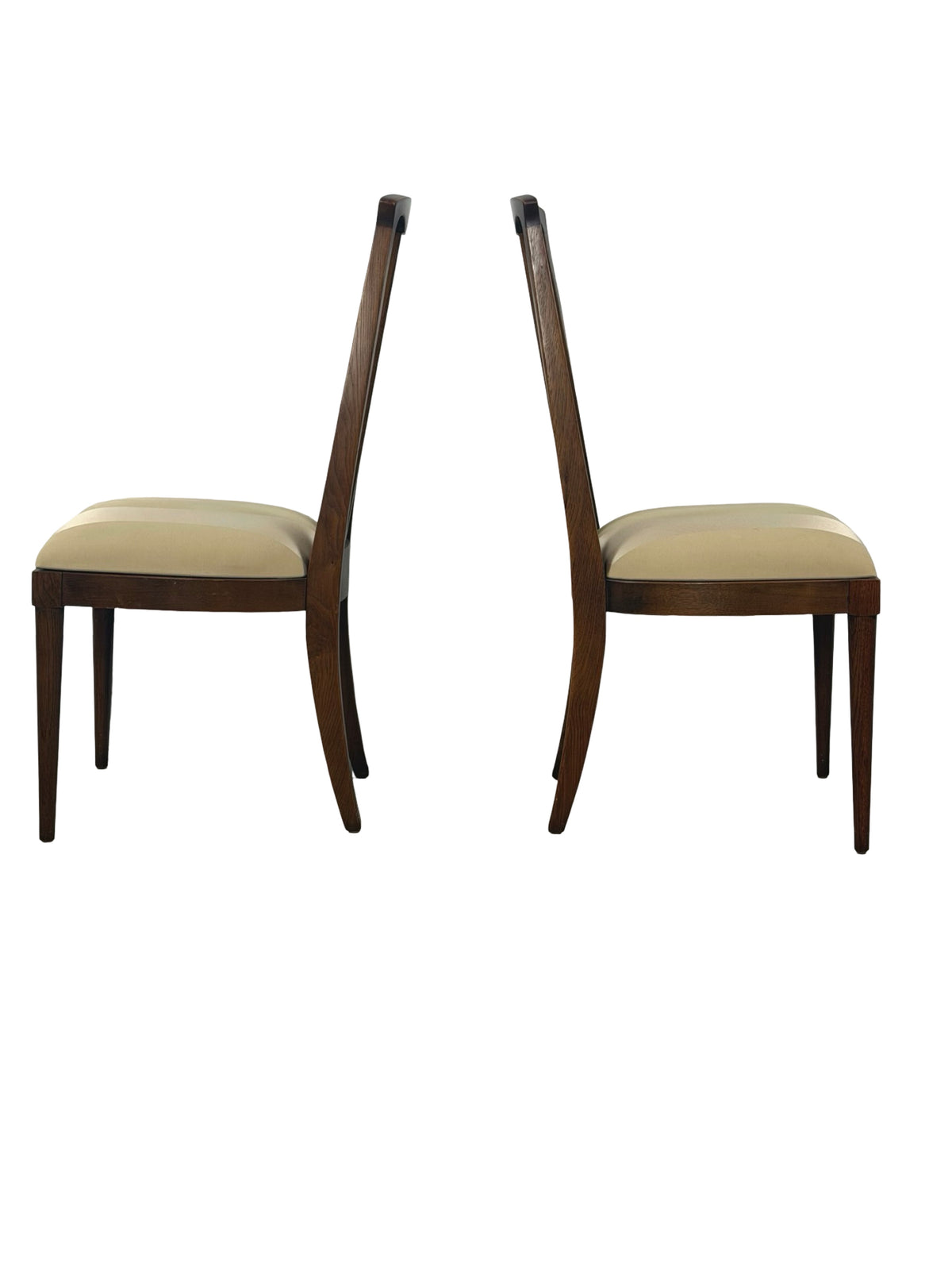 Pair of Vintage Mid-Century Modern High-Back Cane Dining Chairs, Stamped Denmark