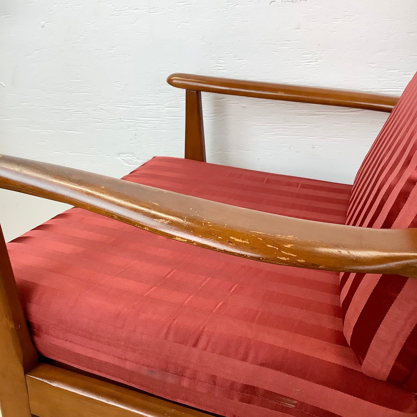 Pair Mid-Century Walnut Frame Lounge Chairs