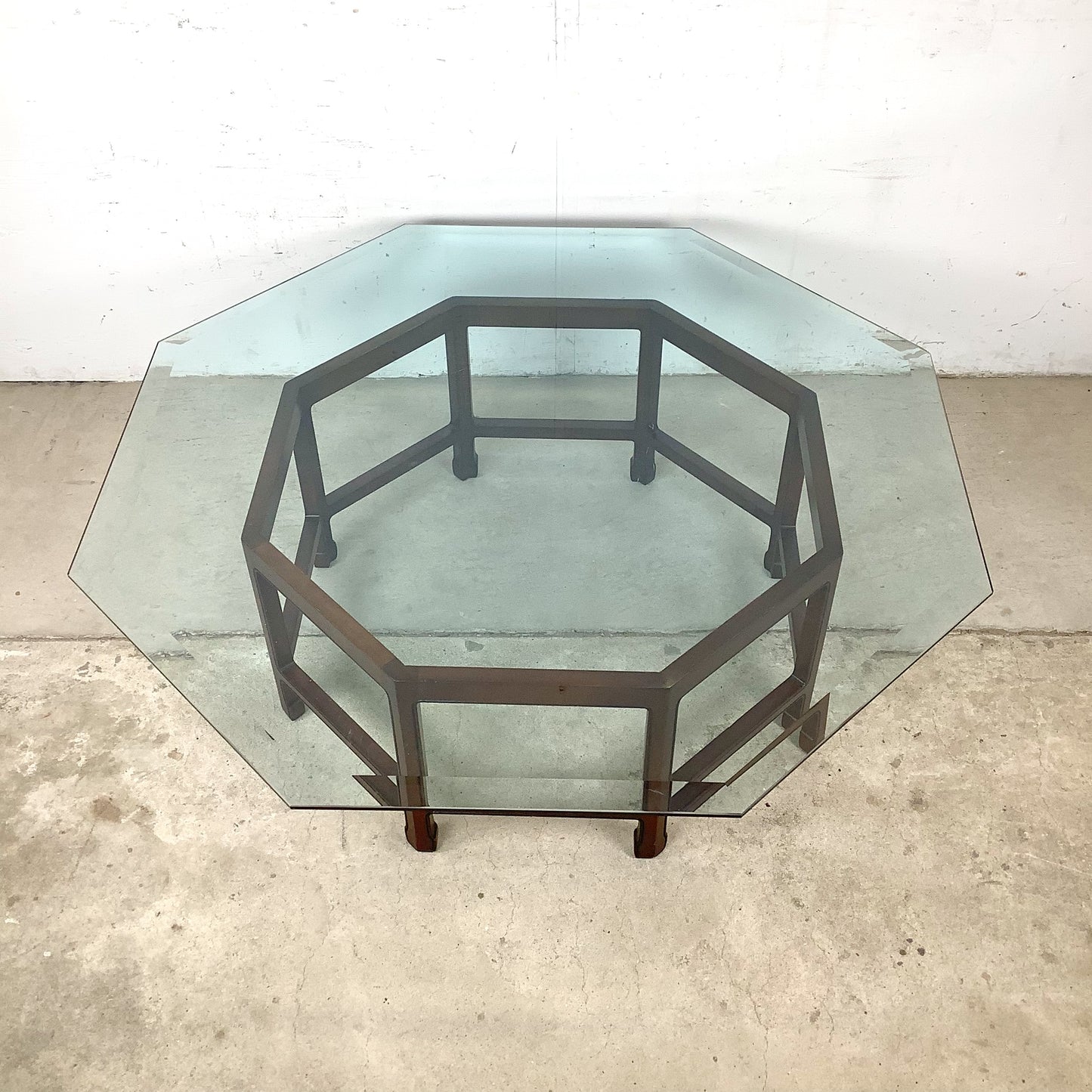 Vintage Modern Octagonal Glass Coffee Table