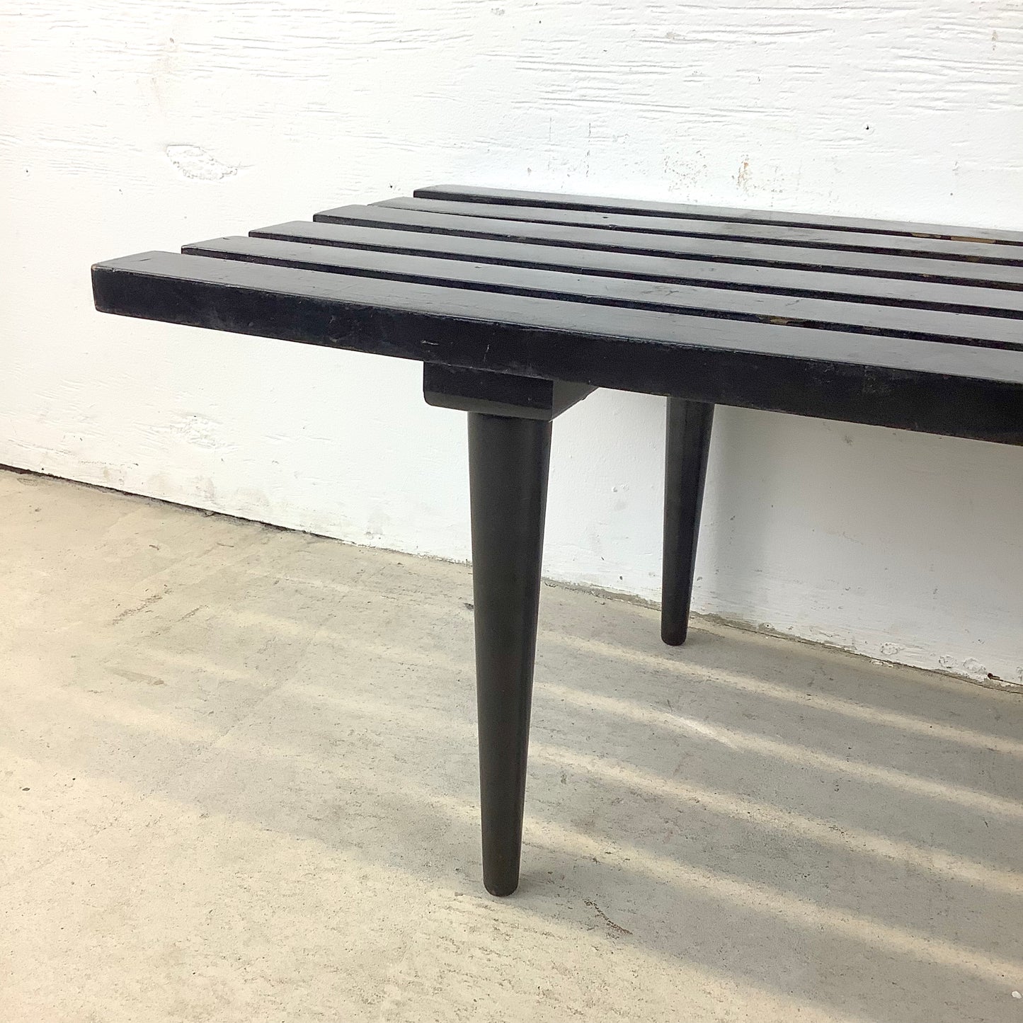 Vintage Modern Black Slat Coffee Table or Bench