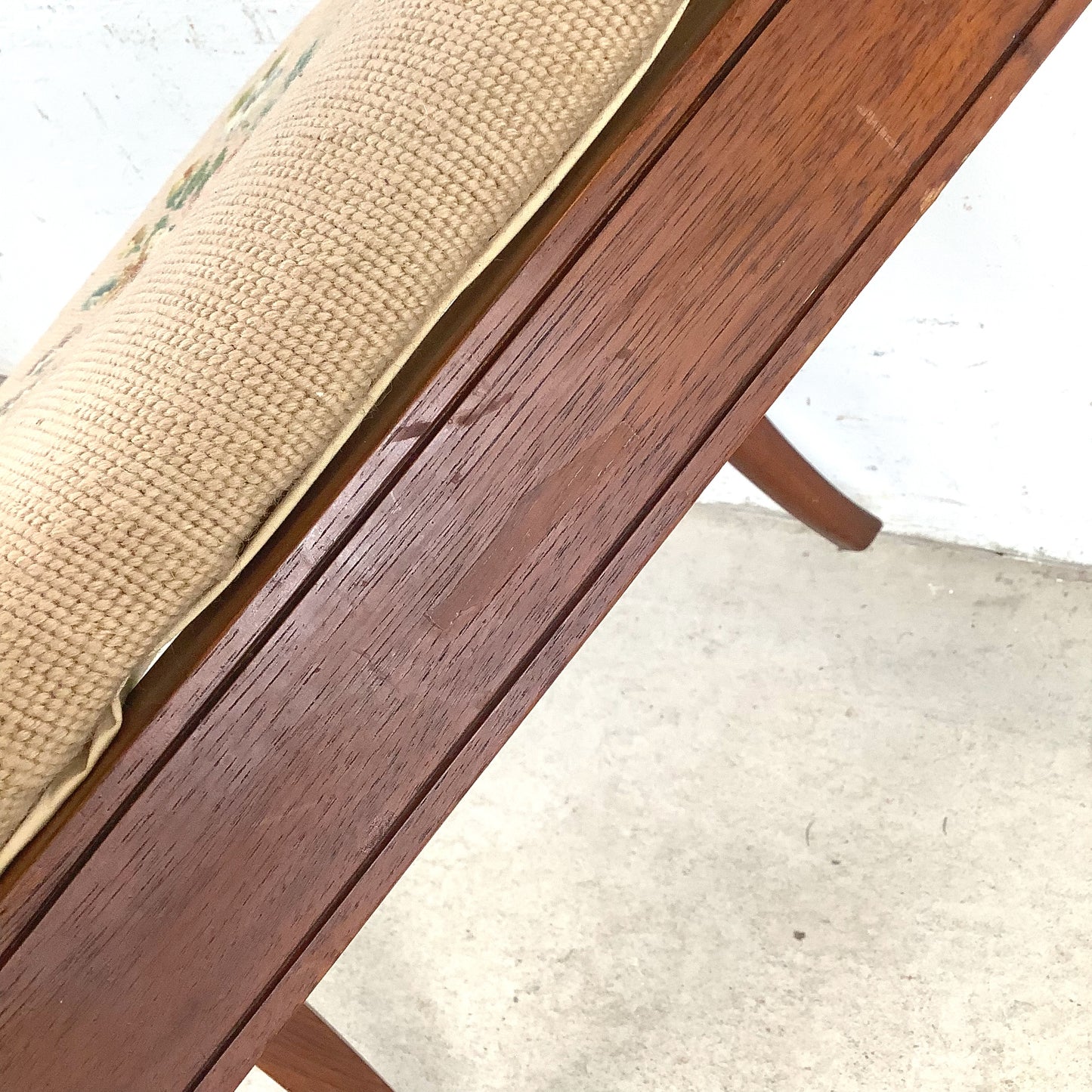 Vintage Queen Anne Style Side Chair with Needlepoint Upholstered Seat
