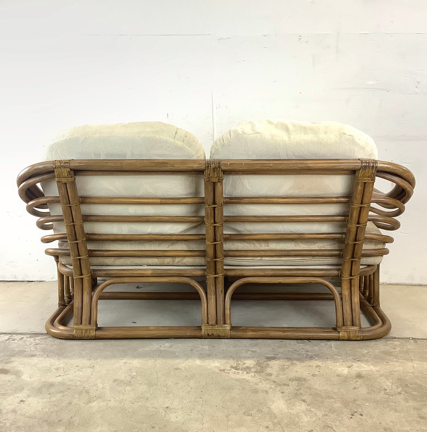 Vintage Coastal Rattan Loveseat