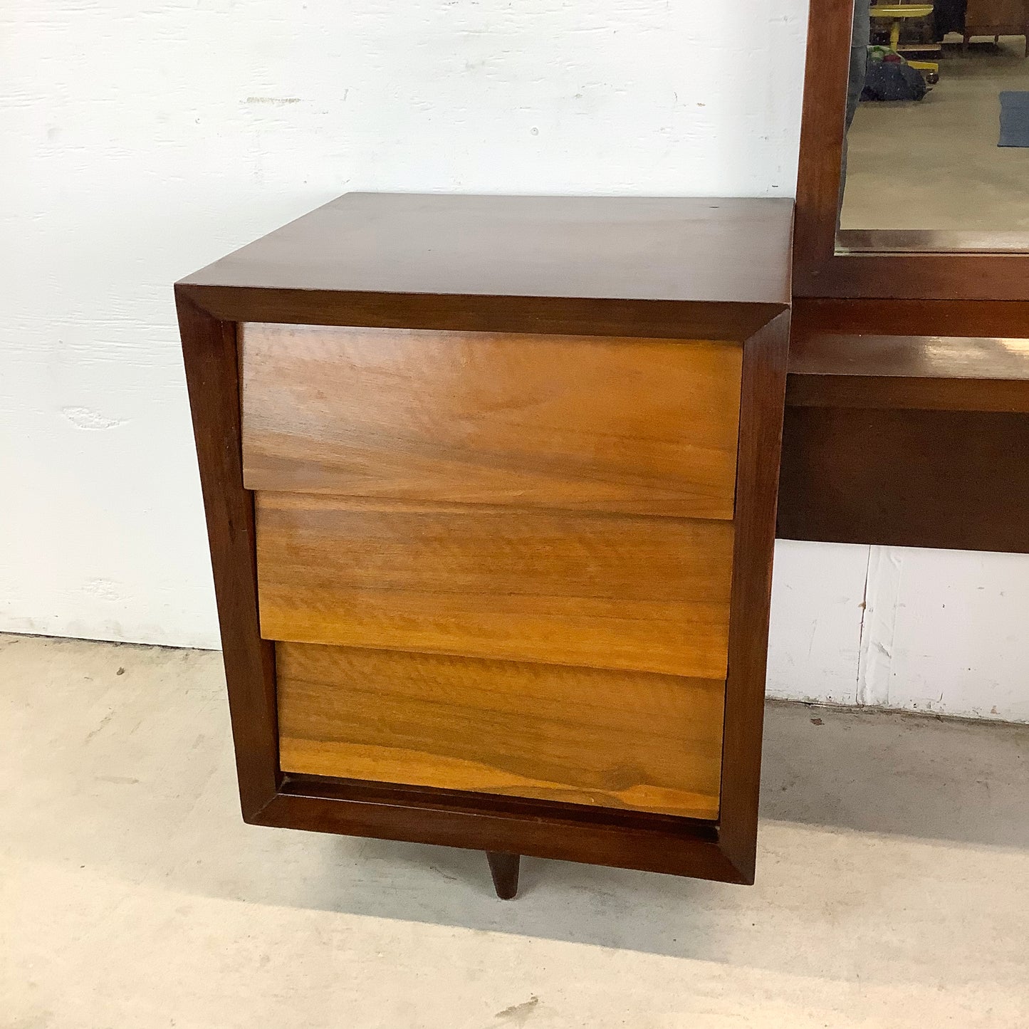 Mid-Century Vanity & Mirror With Stool