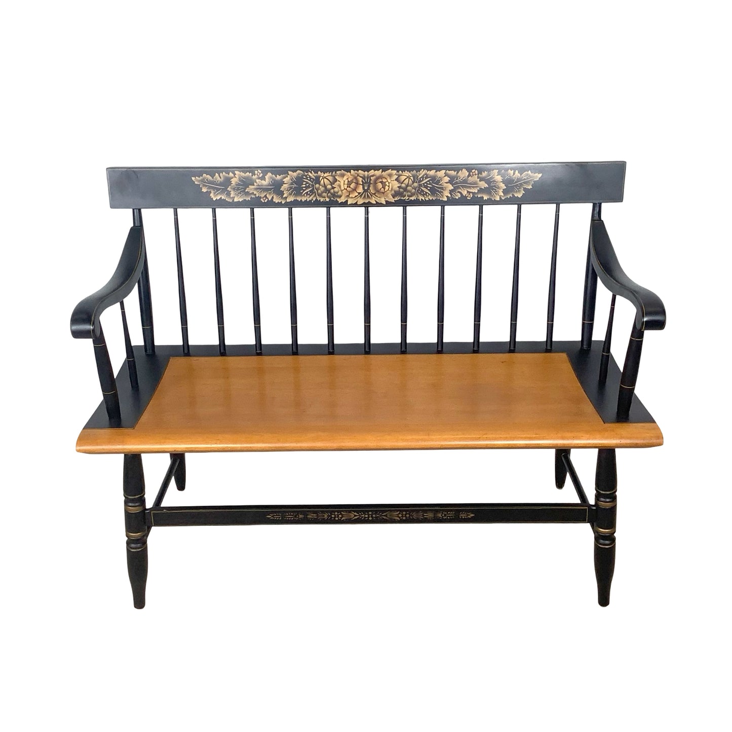 Vintage Hitchcock Style Stenciled Bench | Nichols & Stone Style Settee