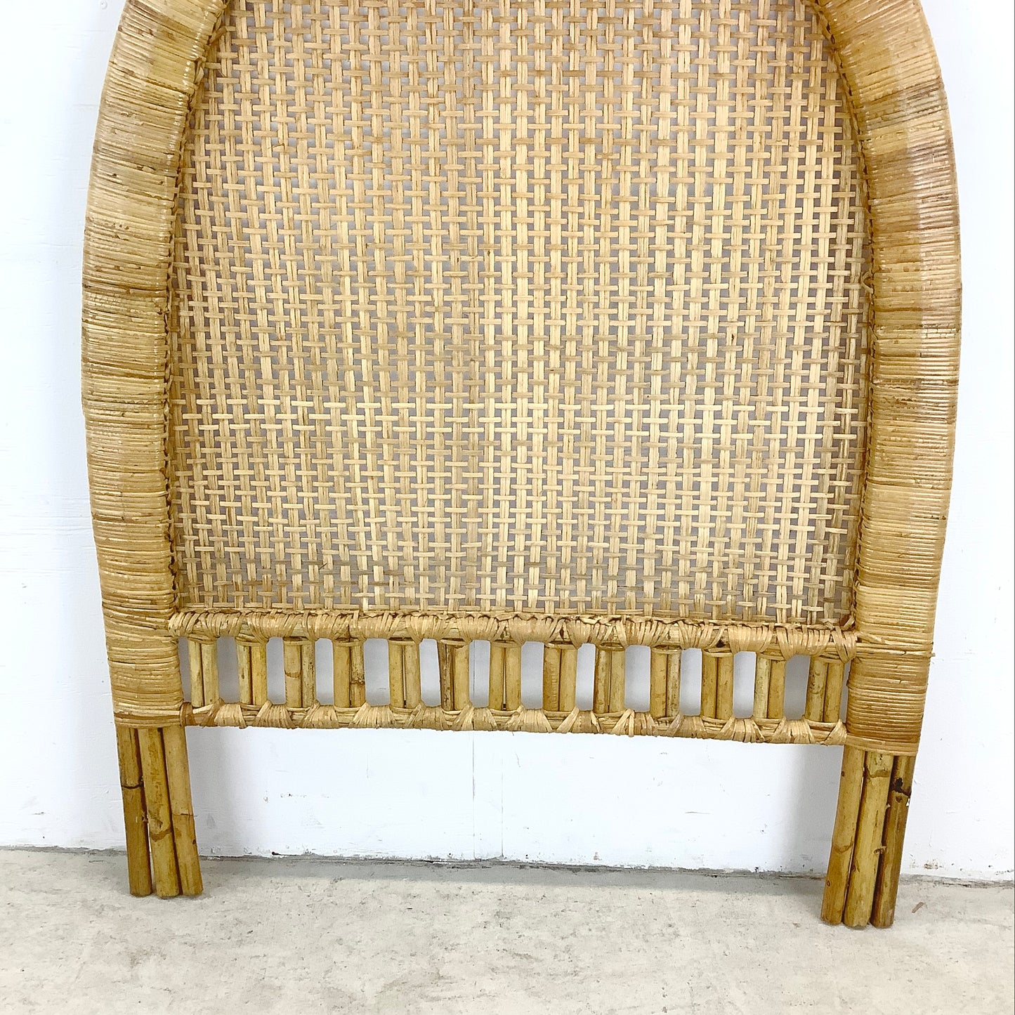 Vintage Coastal Arch Rattan Headboard- Twin