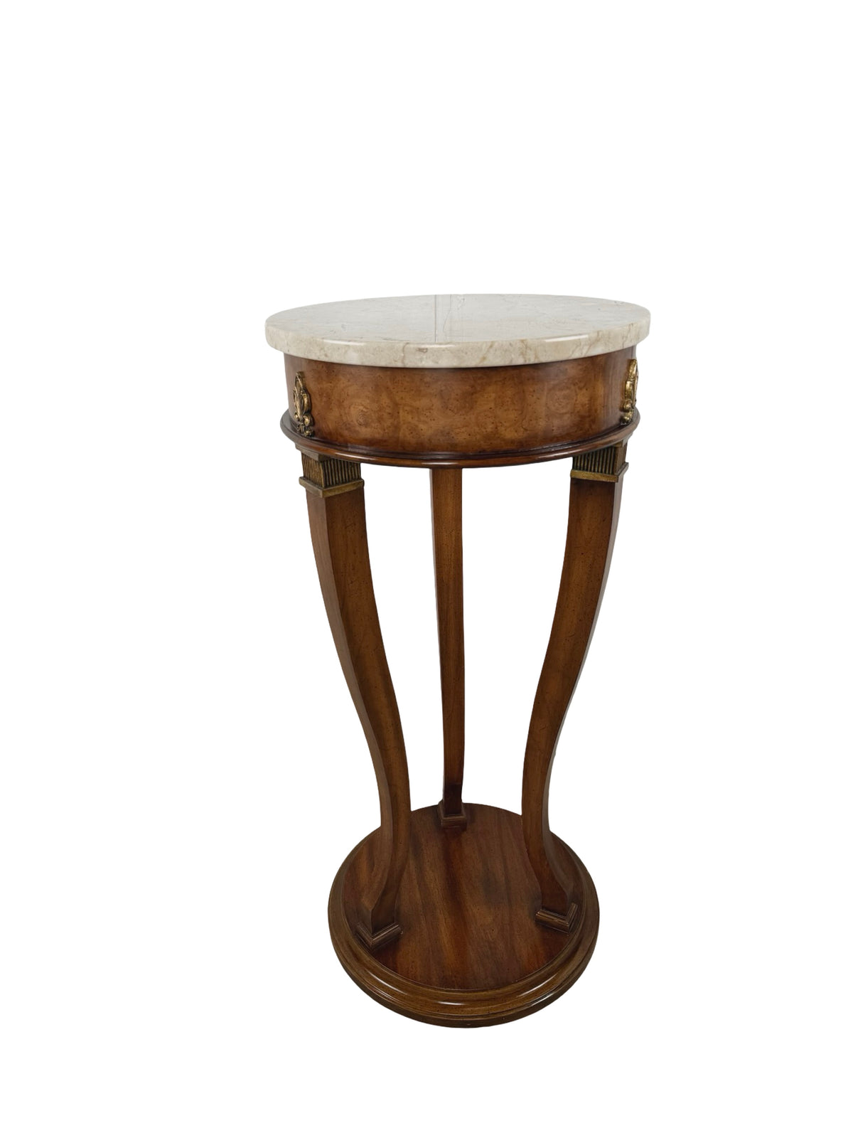 Vintage Neoclassical Italian Marble-Top Pedestal Side Table