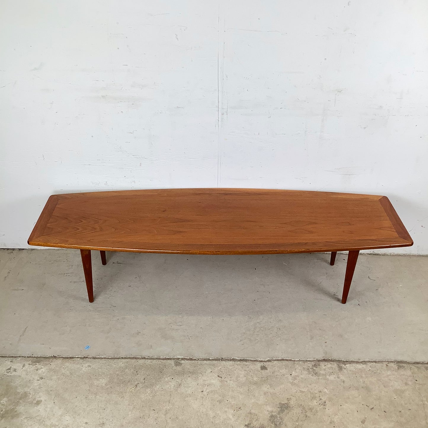 Scandinavian Modern Surfboard Teak Coffee Table