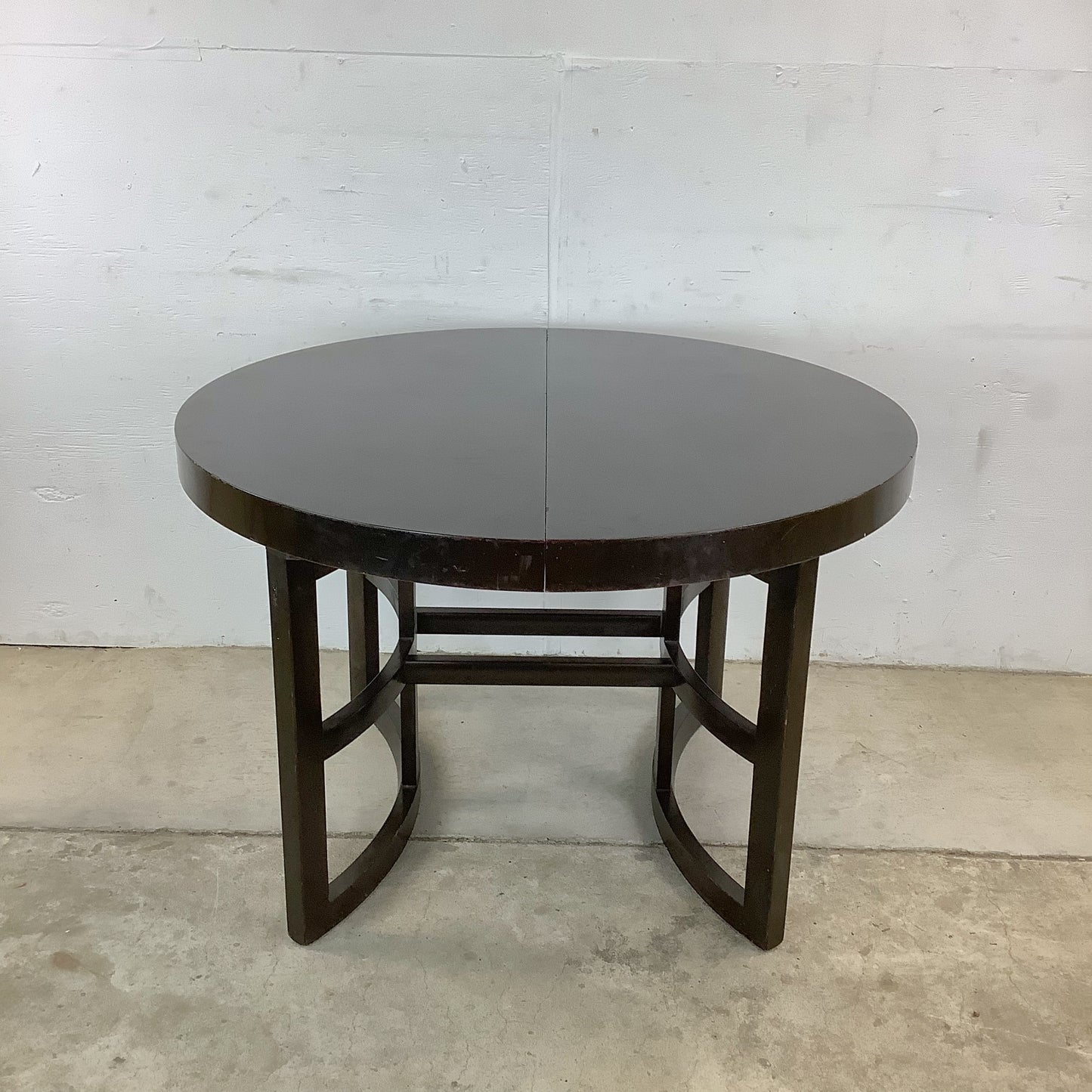 Ebonized Mahogany Round Extension Dining Table — Attributed to Paul T. Frankl